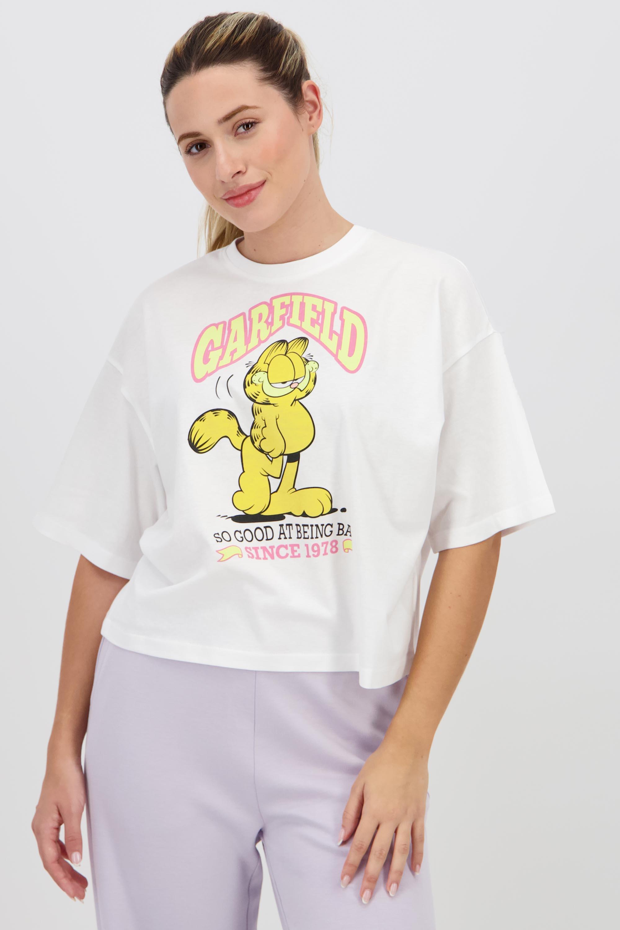 Camiseta Boxy Garfield - Blanco - Camiseta Mujer talla