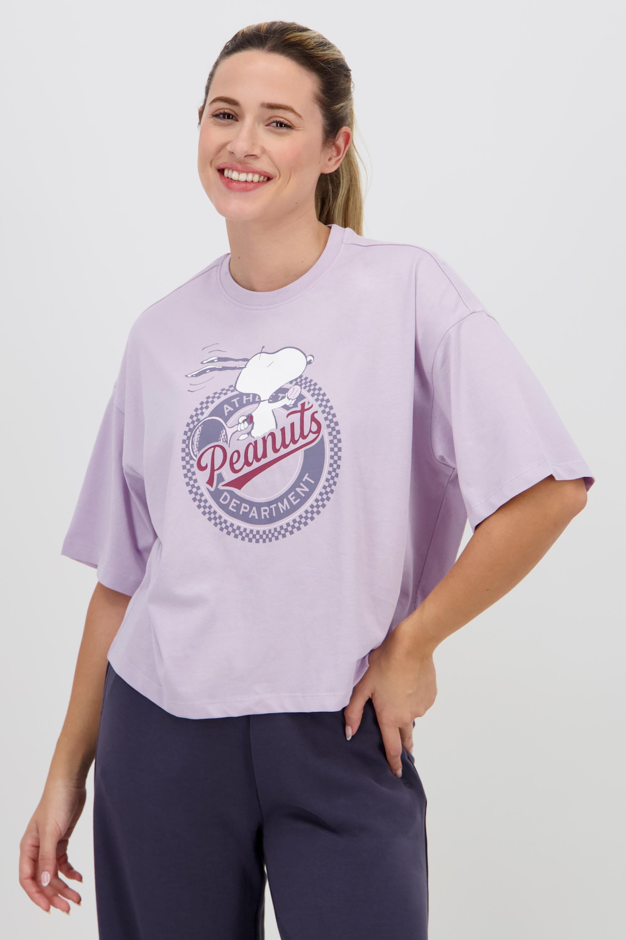 Camiseta Boxy Snoopy - Malva - Camiseta Mujer Peanuts talla