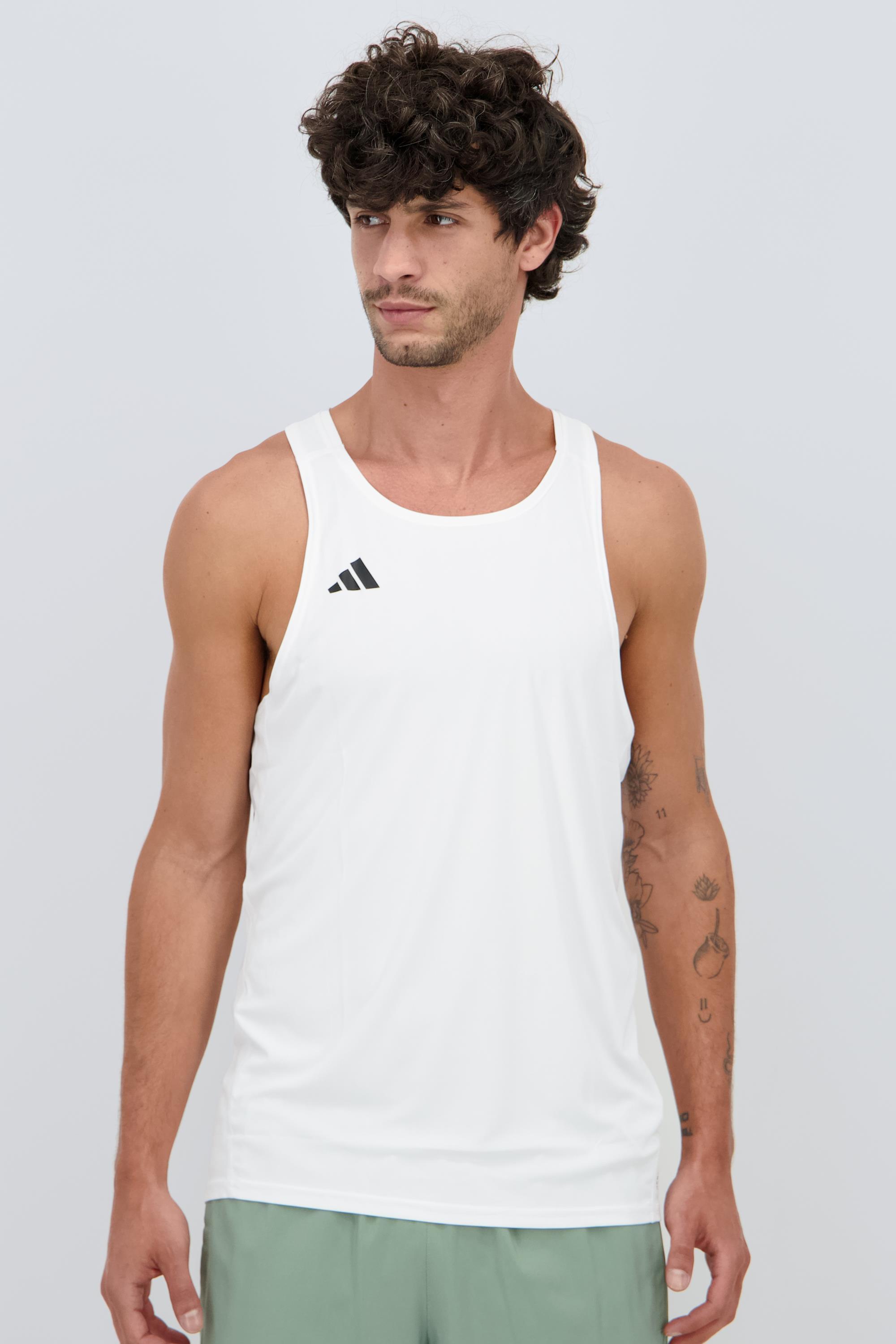 Adidas Adizero Camiseta Tirantes Hombre Blanco - Talla L