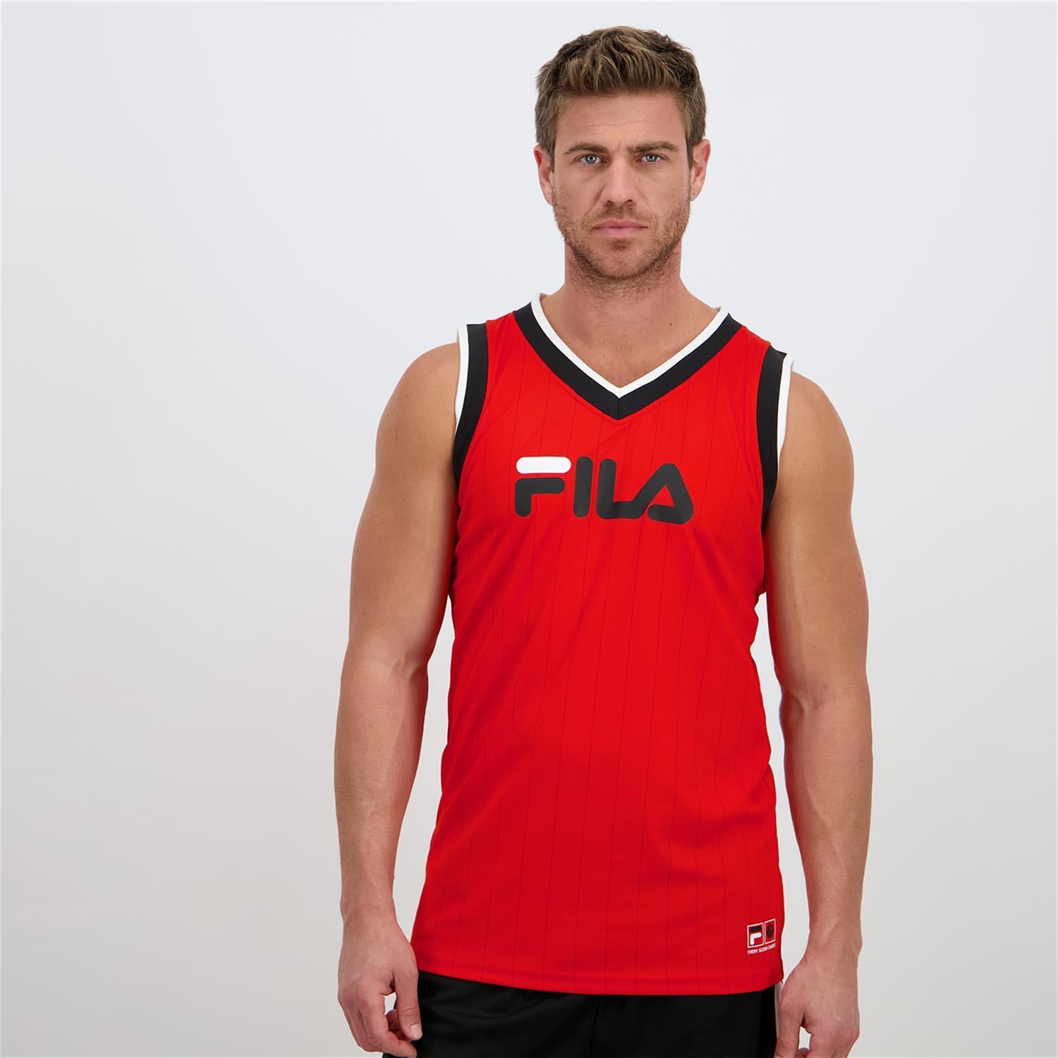Camiseta Cuello Pico Fila - Rojo - Baloncesto Hombre talla L