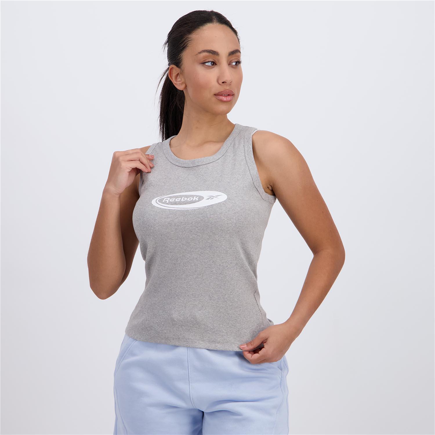 Camiseta Reebok - Gris - Camiseta Tank Top Mujer talla XS