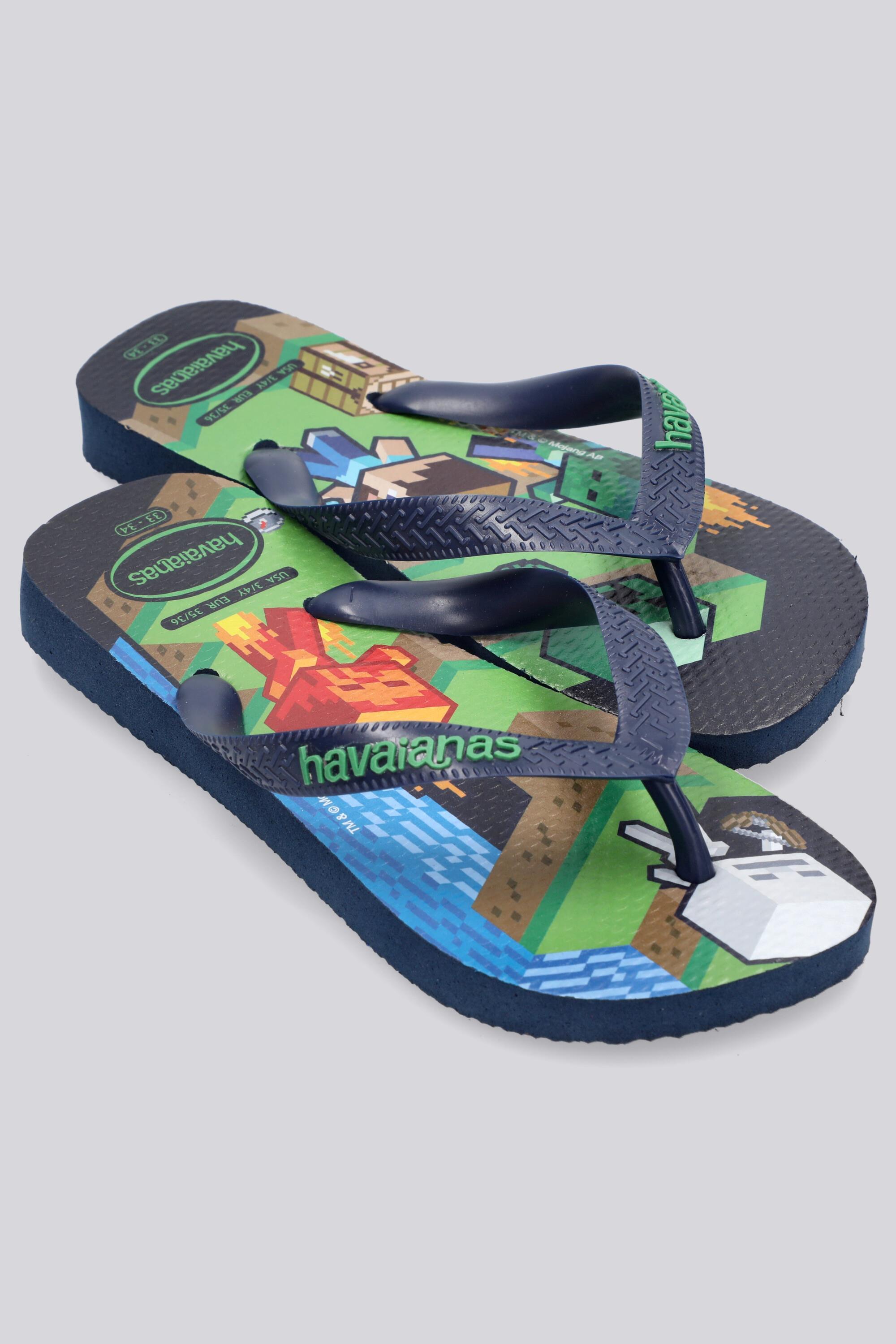 Havaianas Minecraft Azul Chinelos Dedo Menino Sport Zone