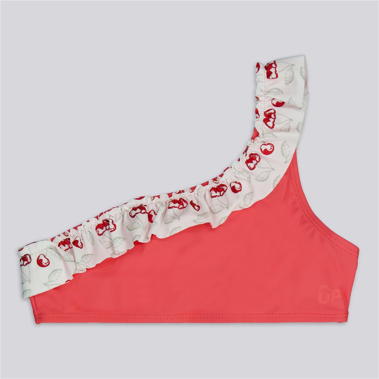 Top Bikini Up - Coral - Top Bikini Asimétrico Niña talla 4