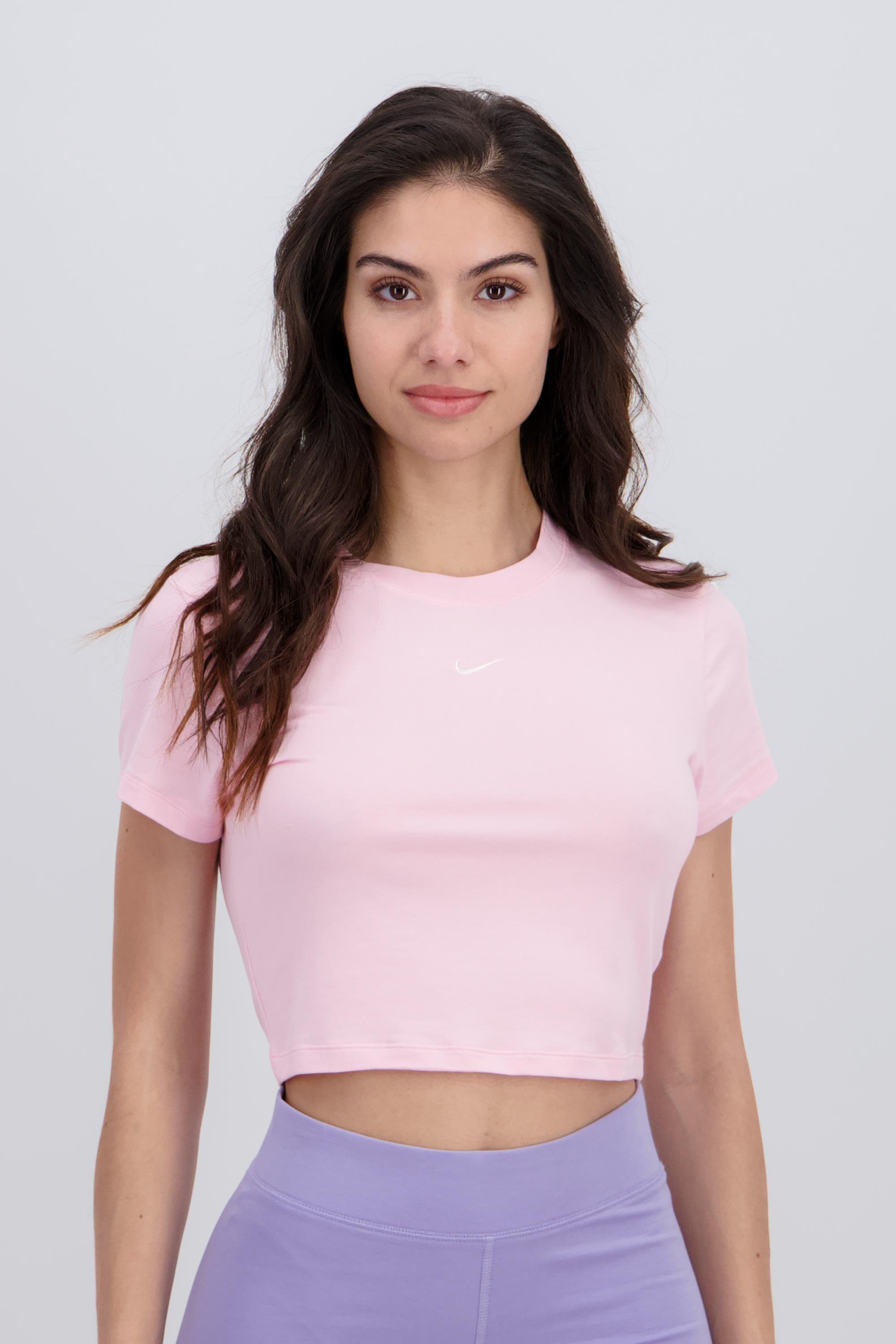Camiseta Crop Top Nike - Rosa - Camiseta Mujer talla