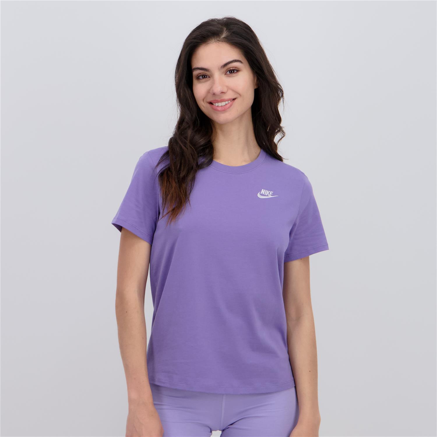 Nike Club Ss - Morado - Camiseta Algodón Mujer talla XS