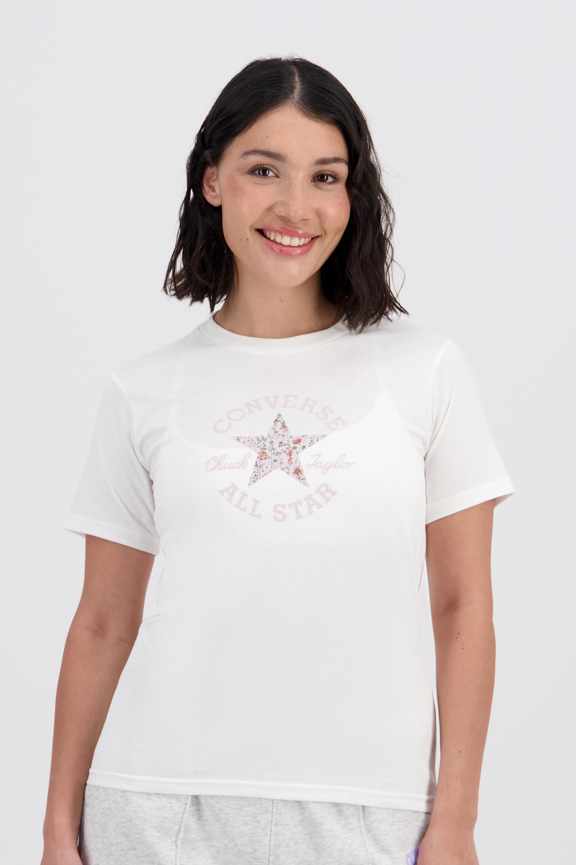 Floral Star - Blanco - Camiseta Mujer talla