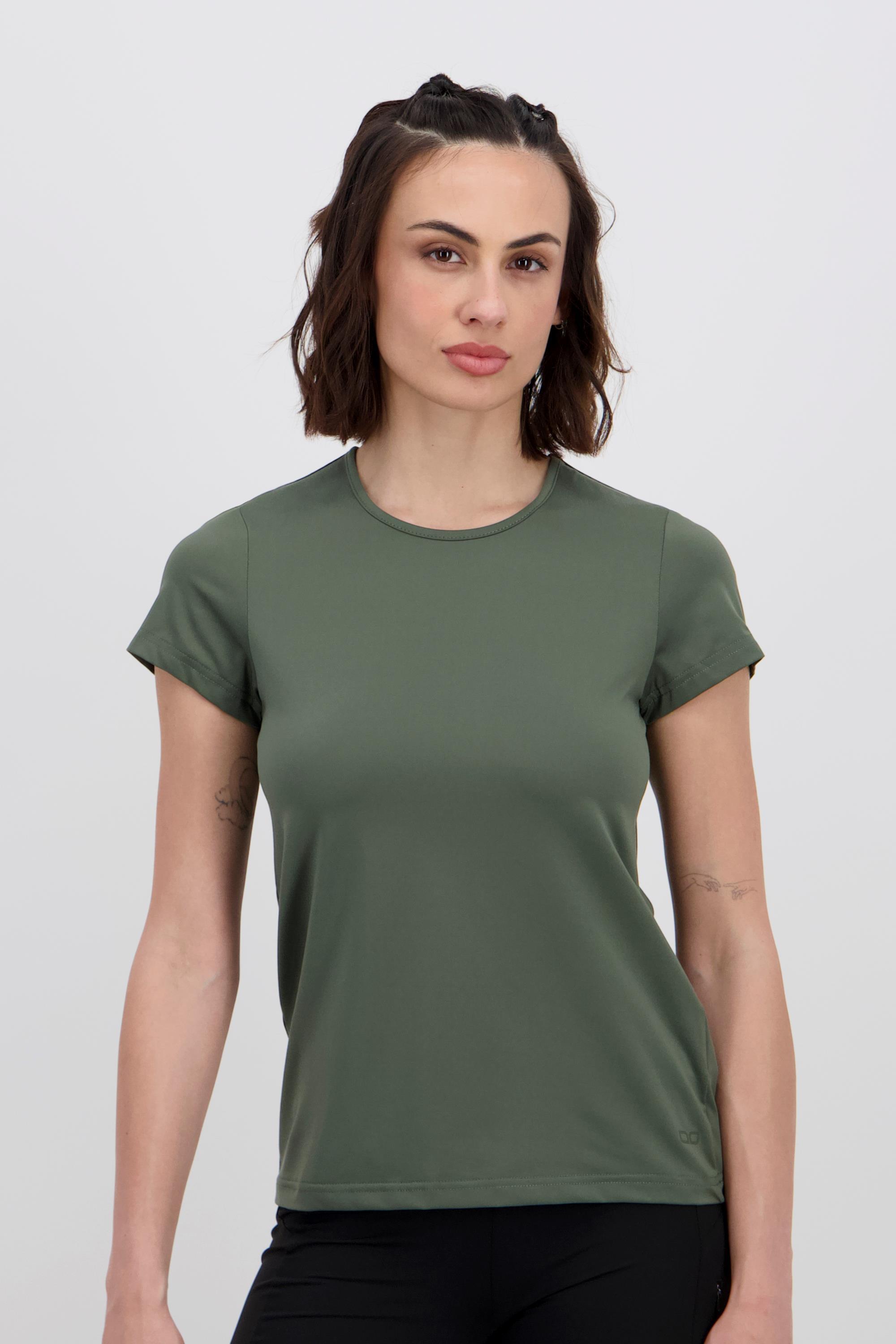 Basic - Kaki - Camiseta Fitness Mujer talla
