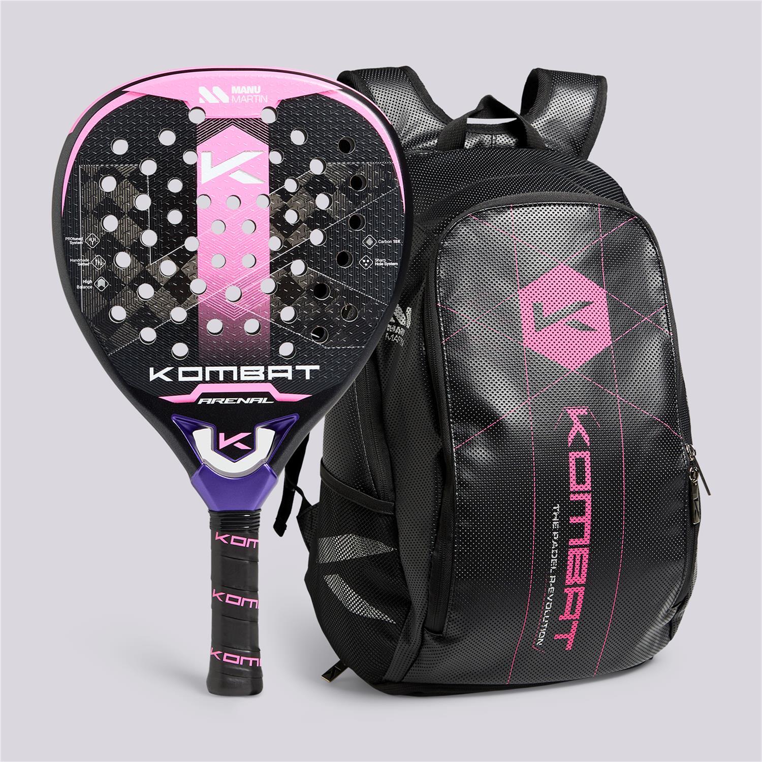 Kombat Arenal - Preto - Raquete + Mochila Padel tamanho T.U.