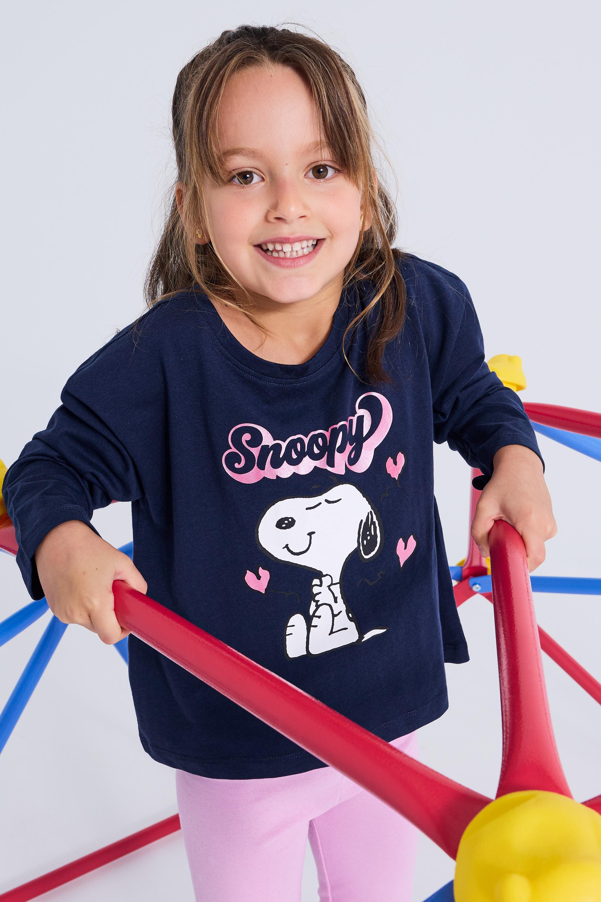Camisola Snoopy - Azul - T-shirt Menina Peanuts tamanho 2