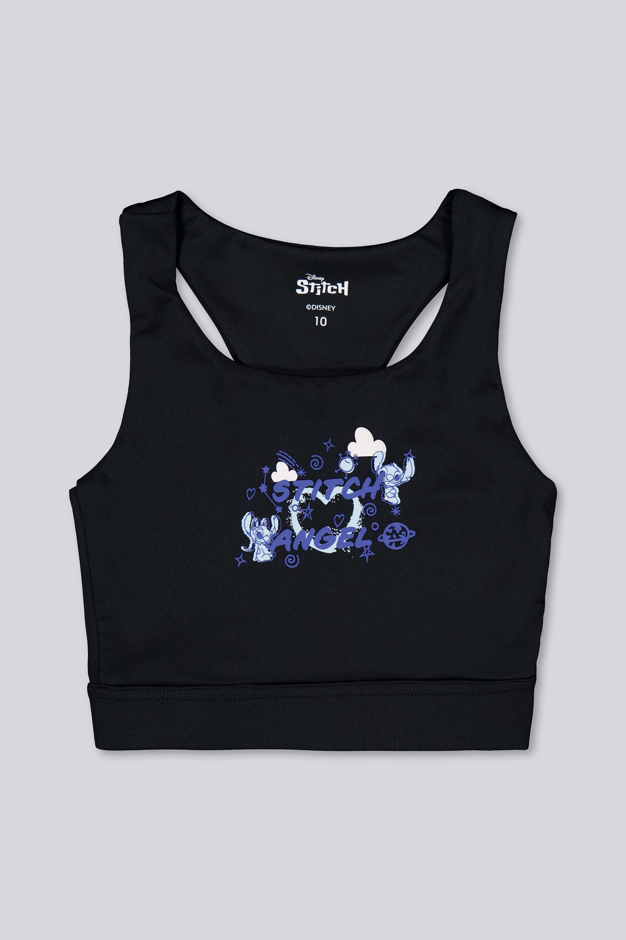 Top Negro Niña - Camiseta Stitch Disney talla 8