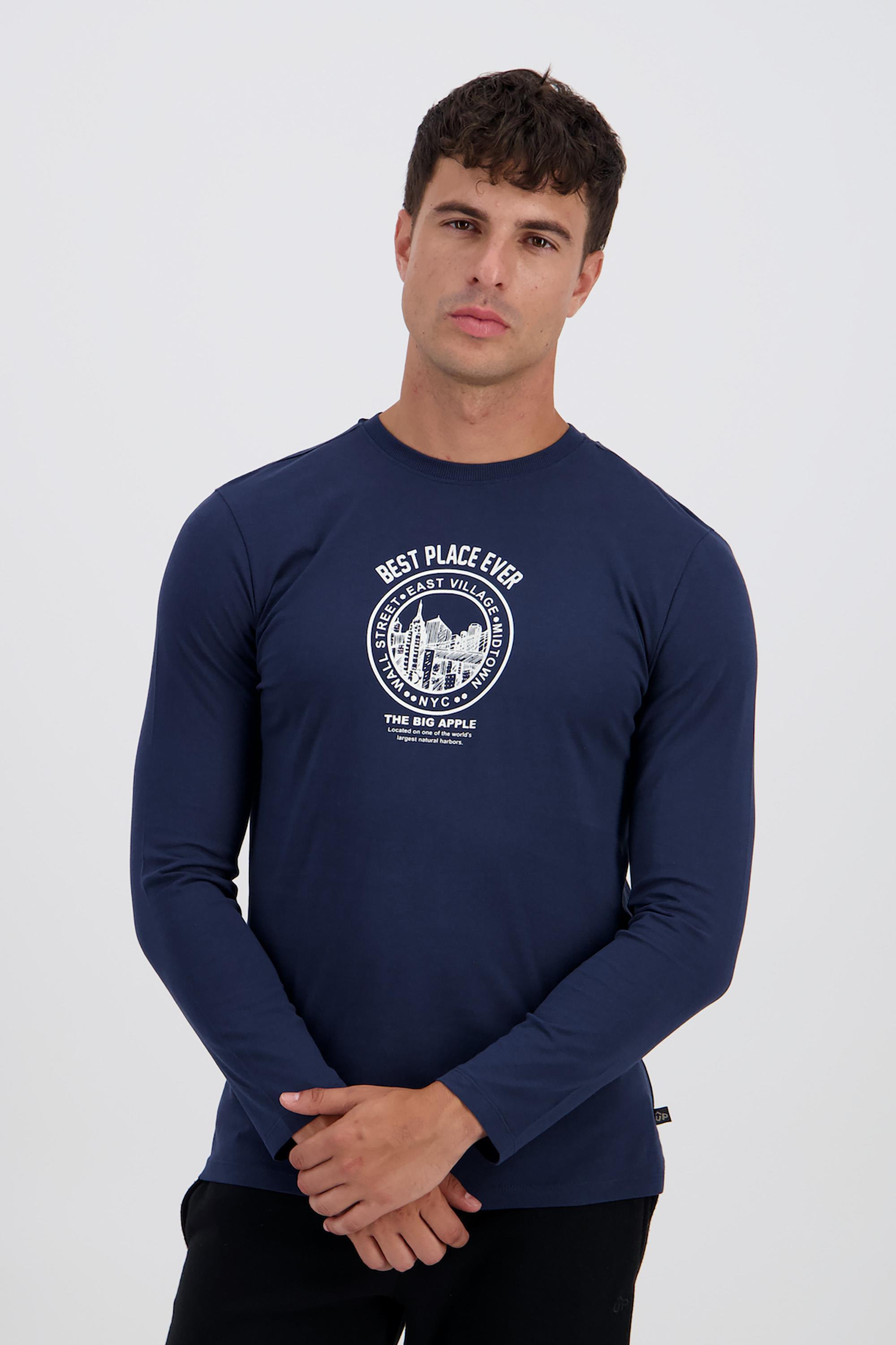 Stamps - Azul - Camiseta Manga Larga Hombre talla