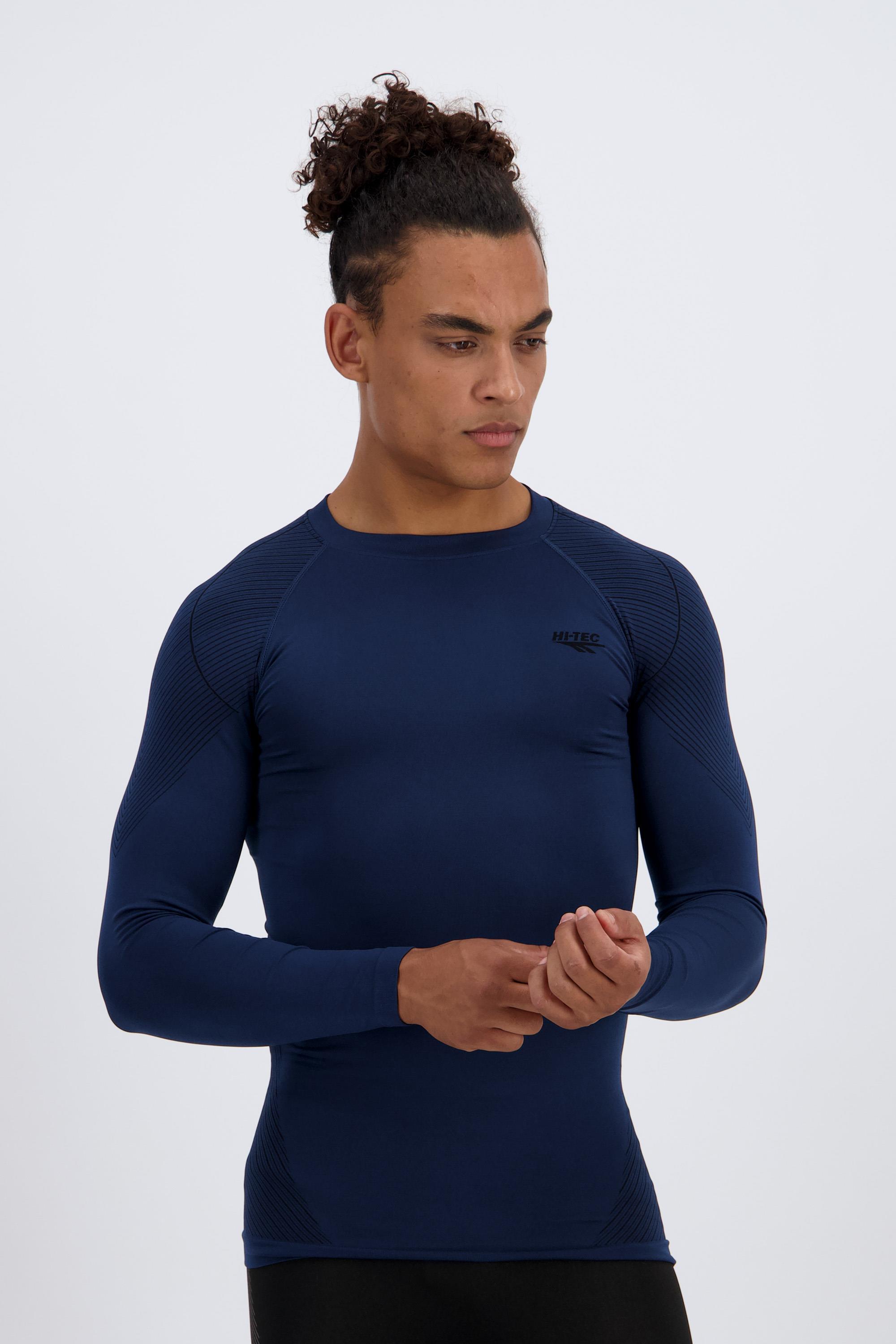 Camiseta Térmica Hi-Tec - Azul - Camiseta Sin Costuras Hombre talla L/XL