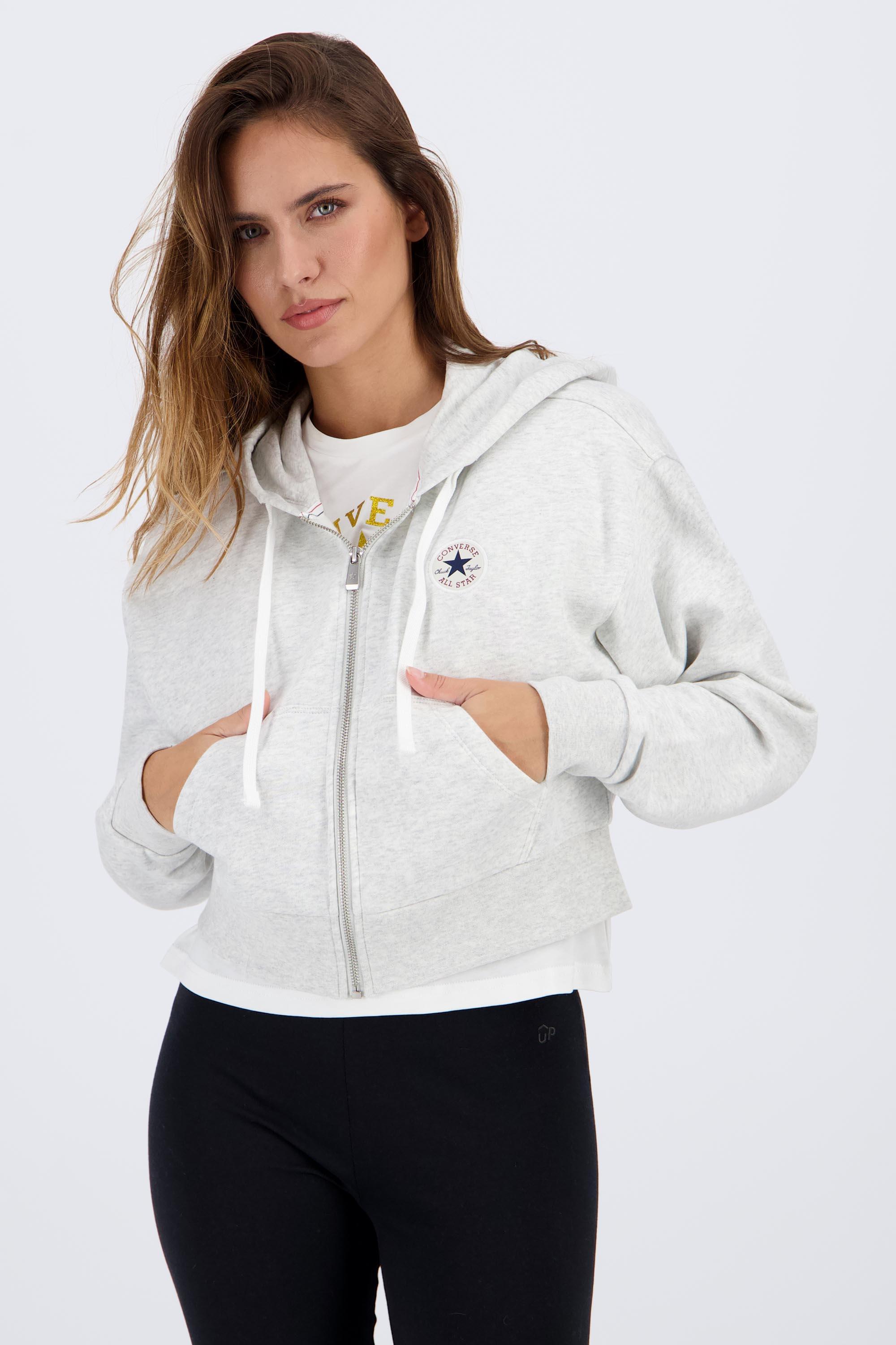 Sudadera Capucha Converse - Gris - Sudadera Crop Mujer talla