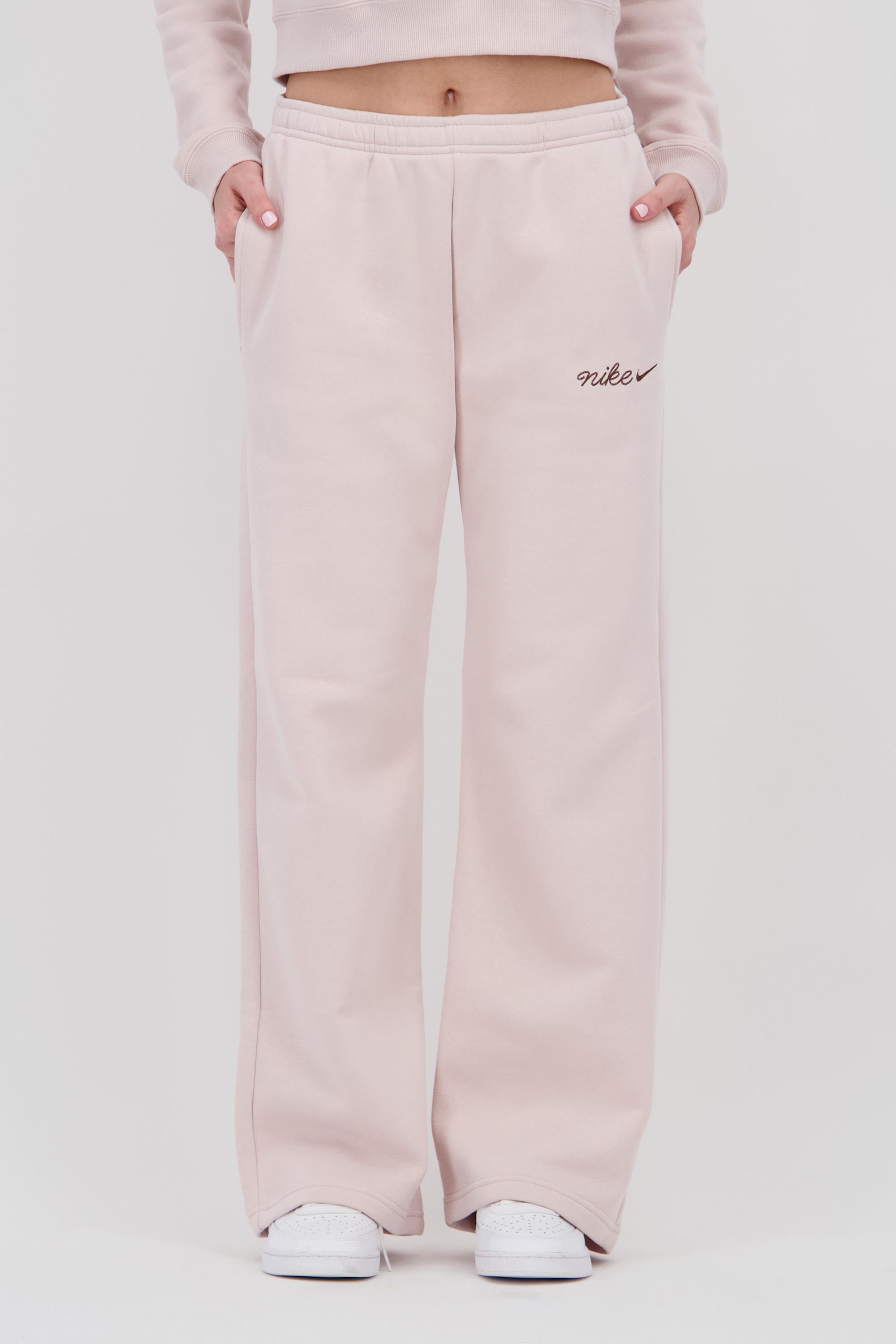 Pantalón Ancho Nike - Rosa - Pantalón Felpa Mujer talla