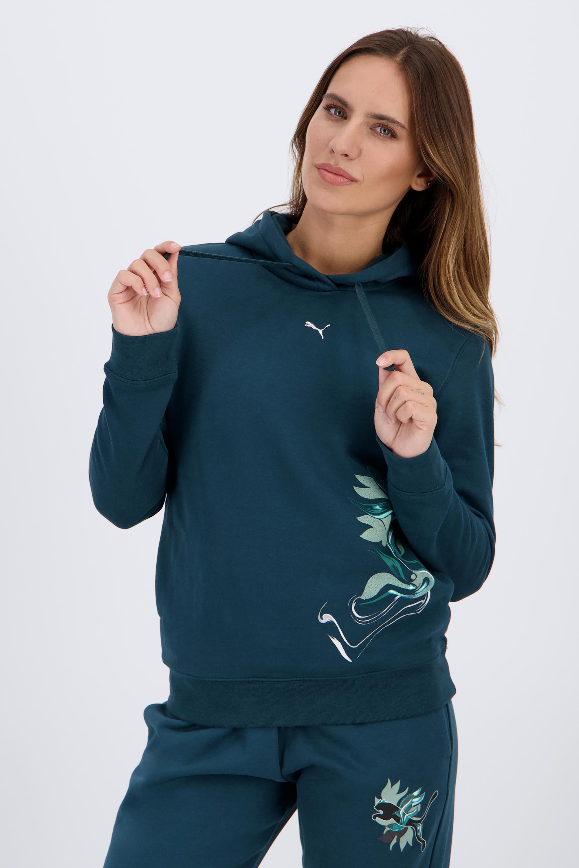 Sudadera Capucha Puma - Verde - Sudadera Felpa Mujer talla
