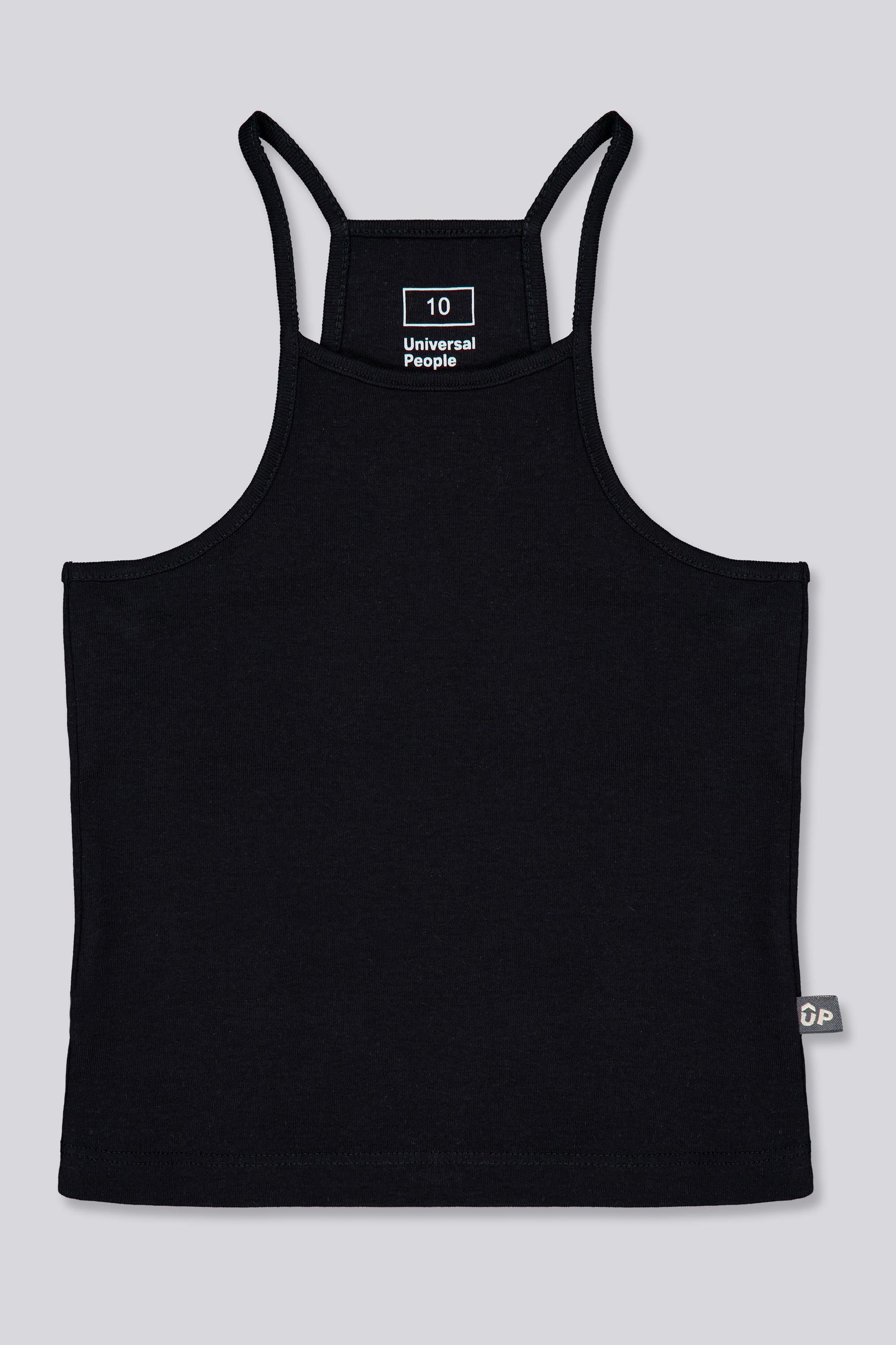 Camiseta Tirantes Up - Negro - Camiseta Crop Top Niña
