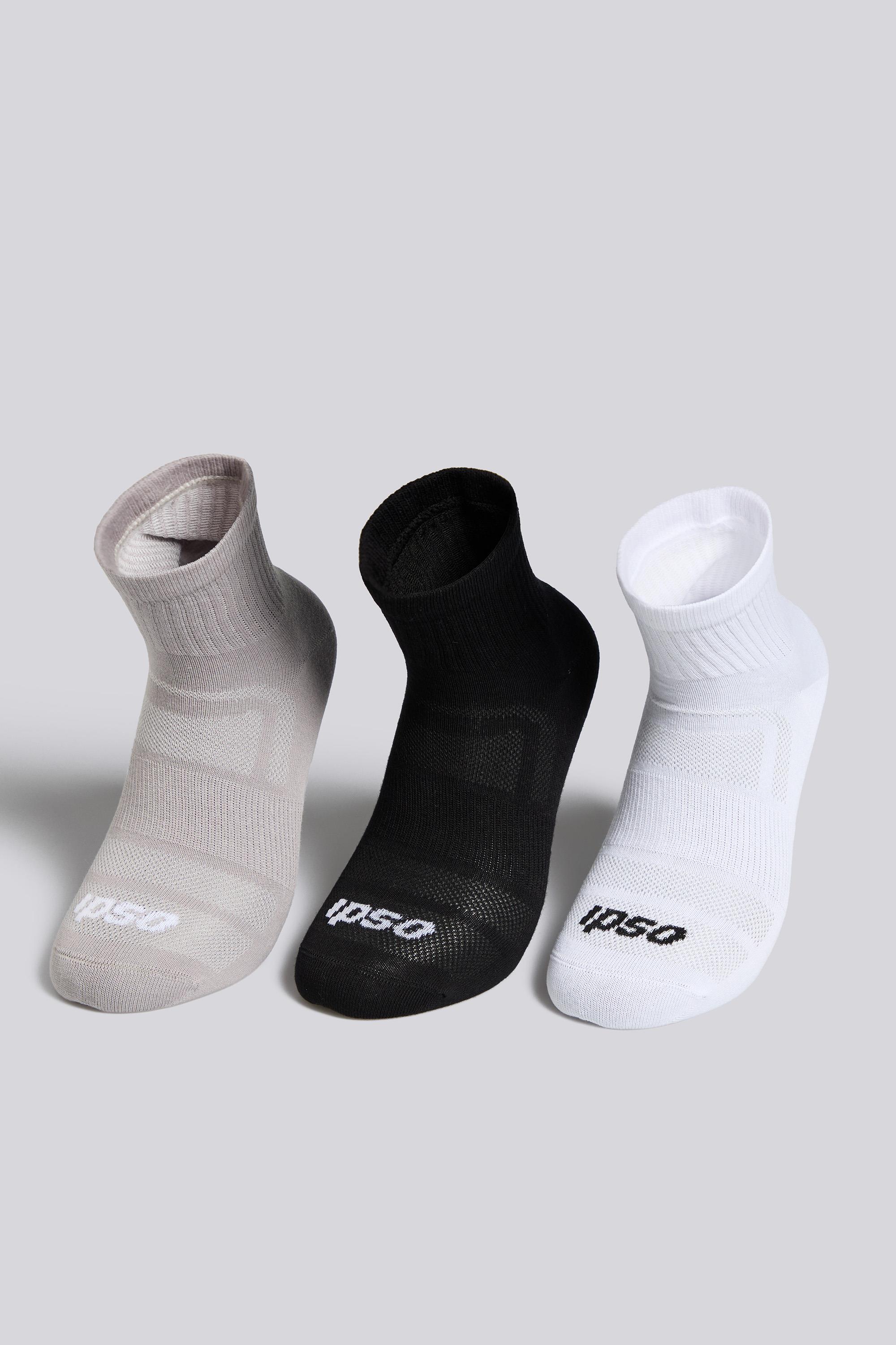 Calcetines Cortos Ipso - Negro - Pack 3 Running Hombre talla L