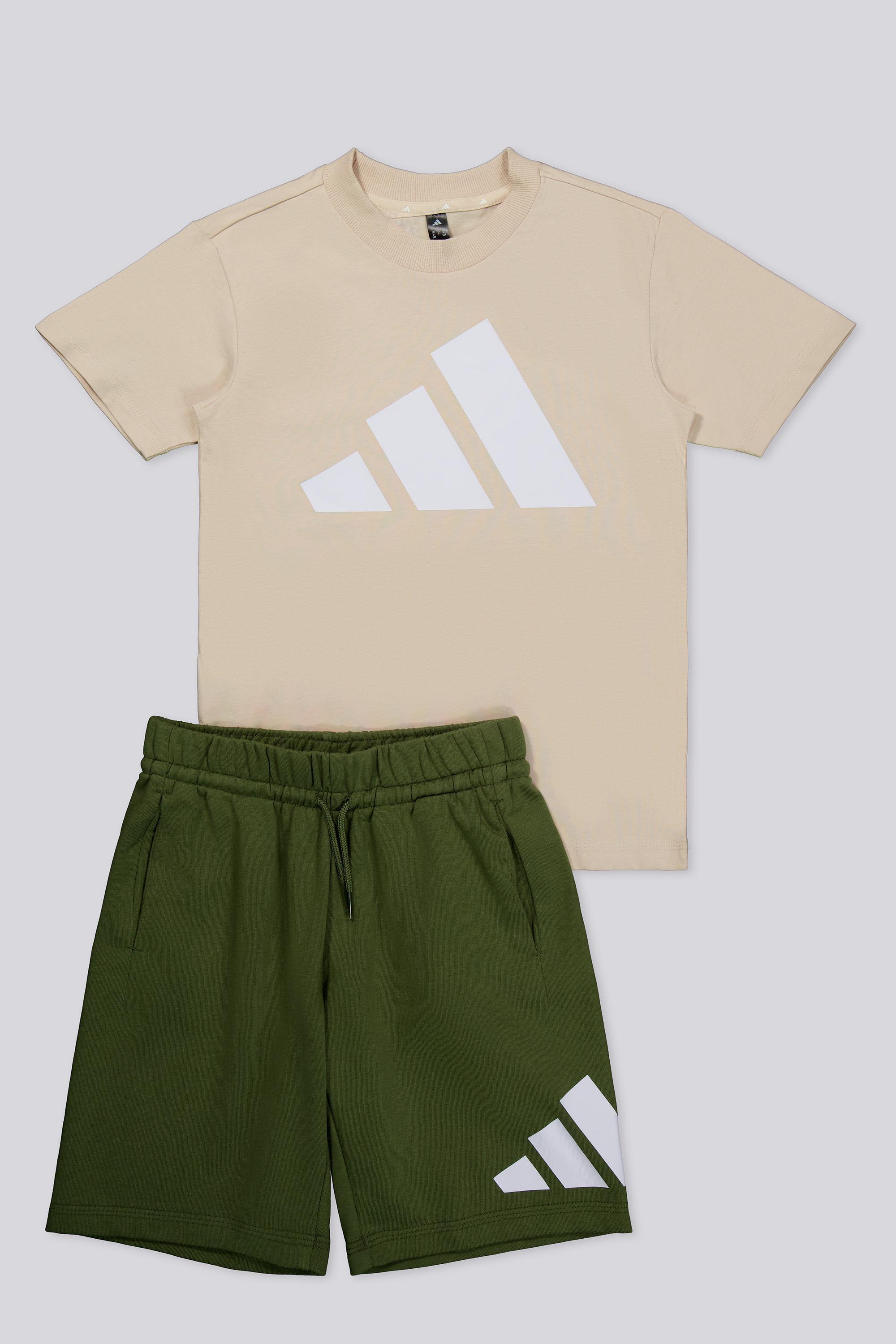 Conjunto adidas camiseta y pantalón corto Essentials beige blanco junior