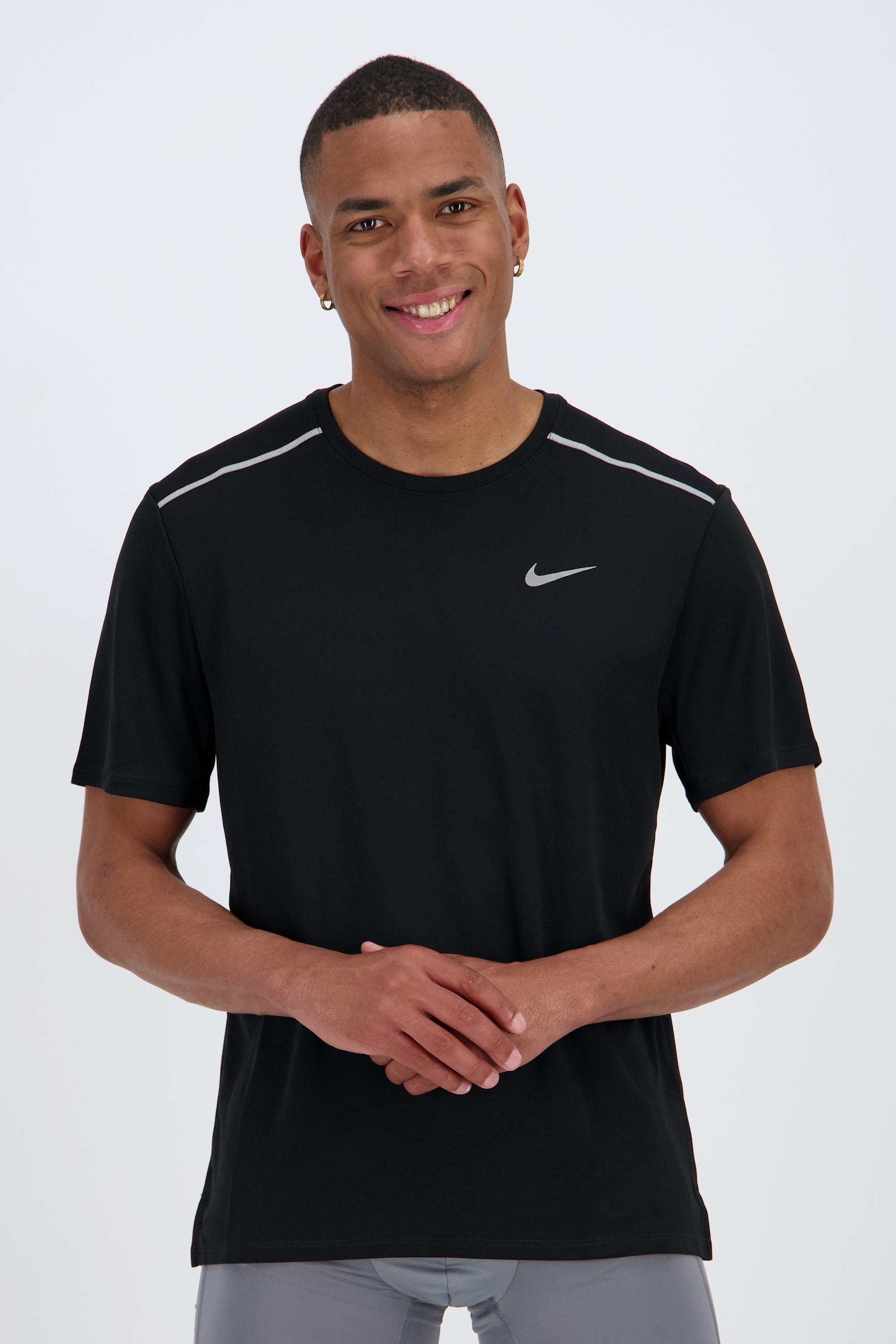 Nike Miler - T-Shirt Running Médio Homem Preto