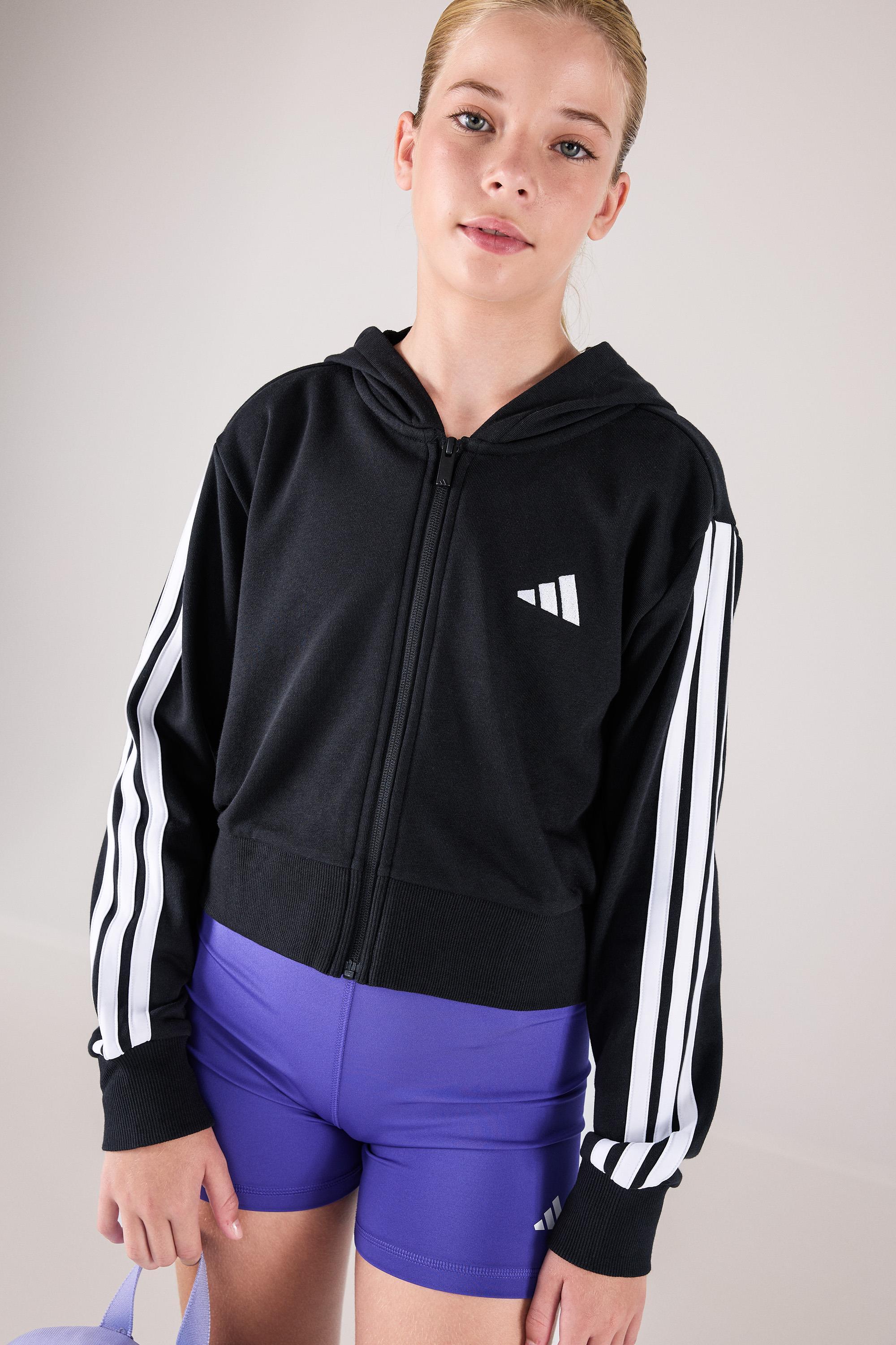 Sudadera Cremallera adidas 3s - Negro Capucha Niña talla 12