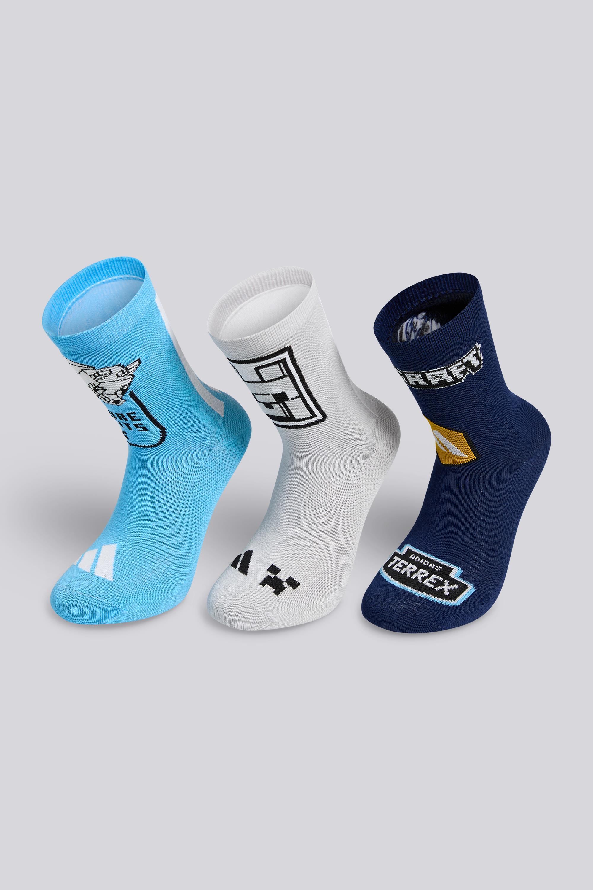 Calcetines Altos adidas Minecraft Pack 3 Azules MKP talla S
