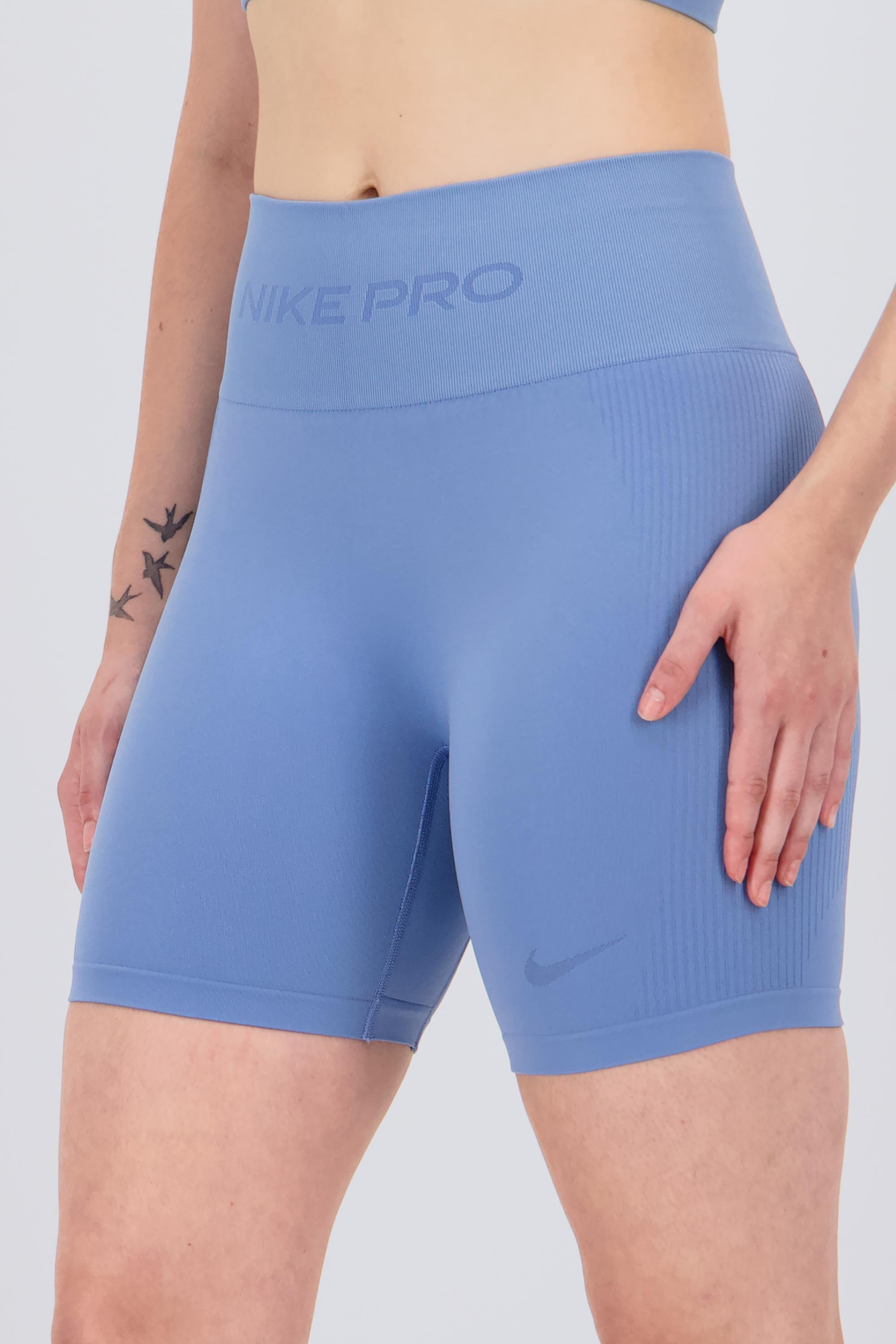 Mallas Cortas Nike - Azul Sin Costuras Mujer talla XS