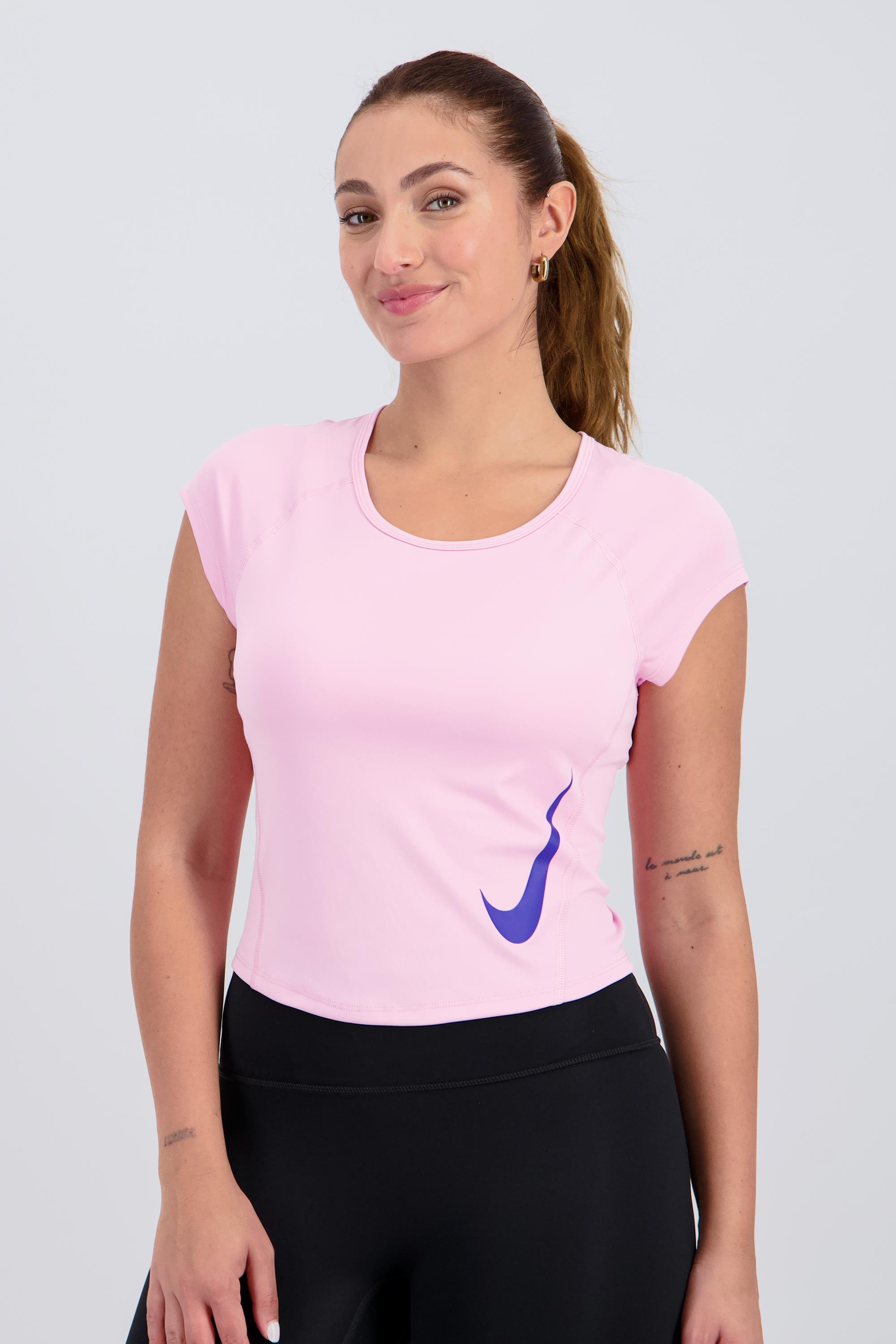 Swoosh - Rosa - Camiseta Running Mujer talla