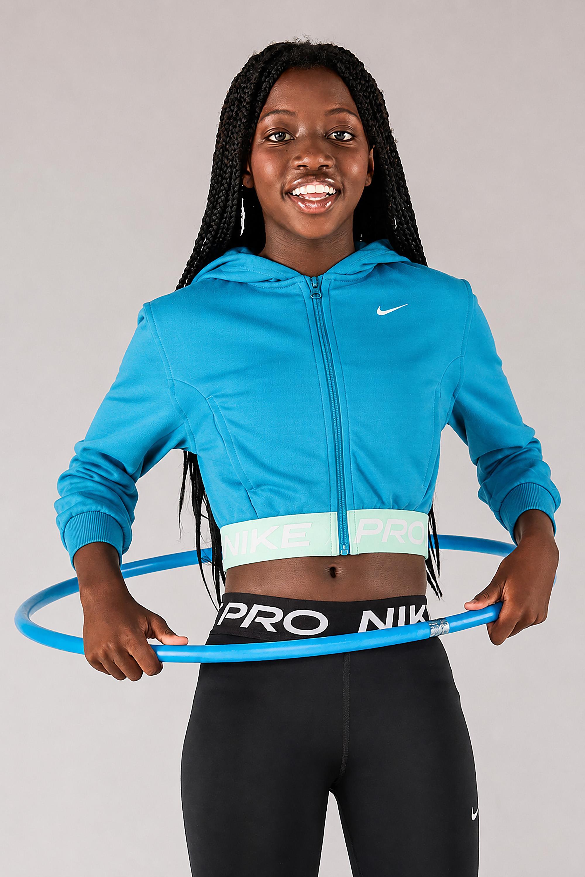 Sudadera Cremallera Nike Pro - Turquesa Capucha Niña talla 13/15