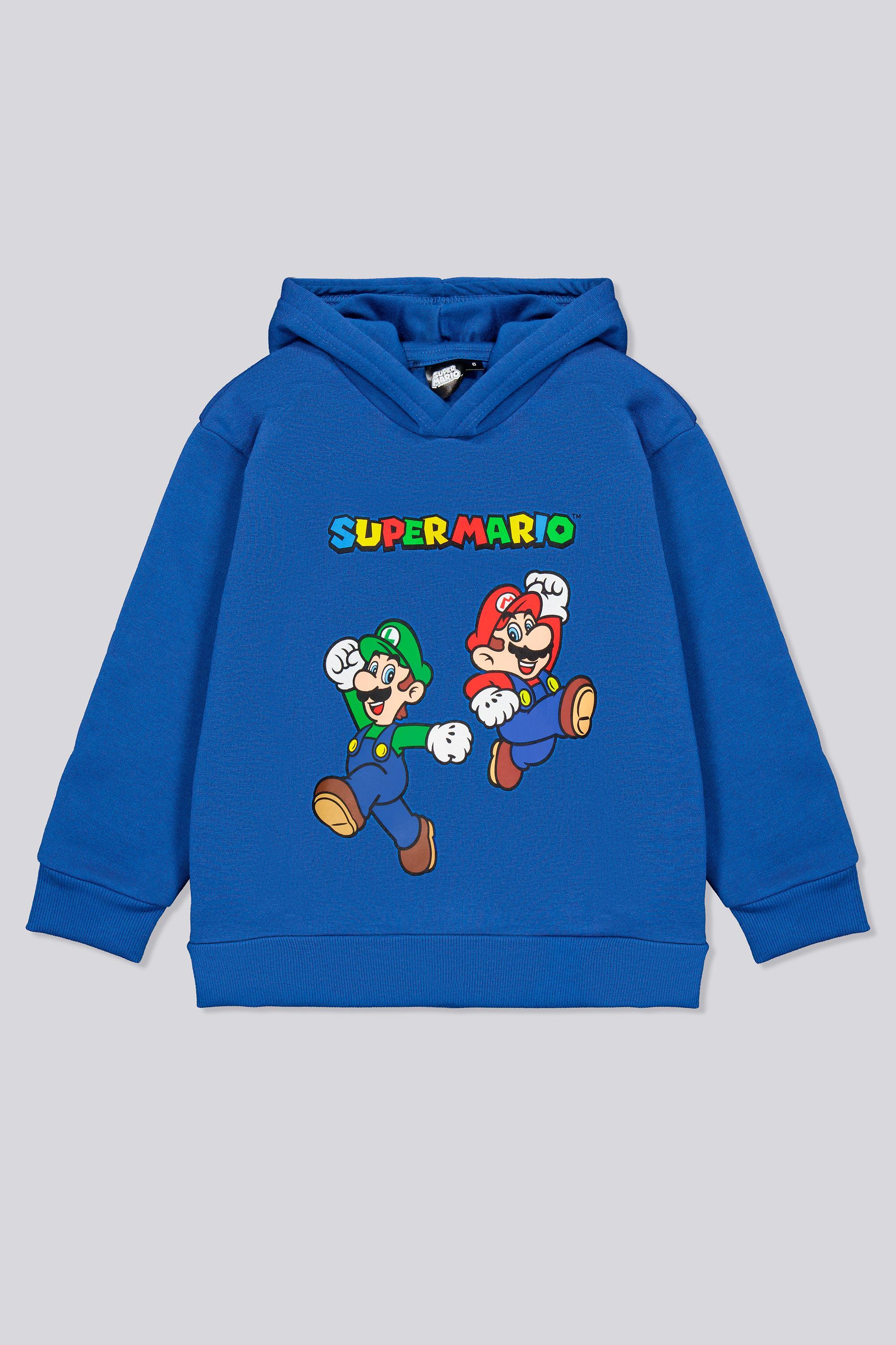 Sudadera Capucha Super Mario - Azul Felpa Niño talla 4