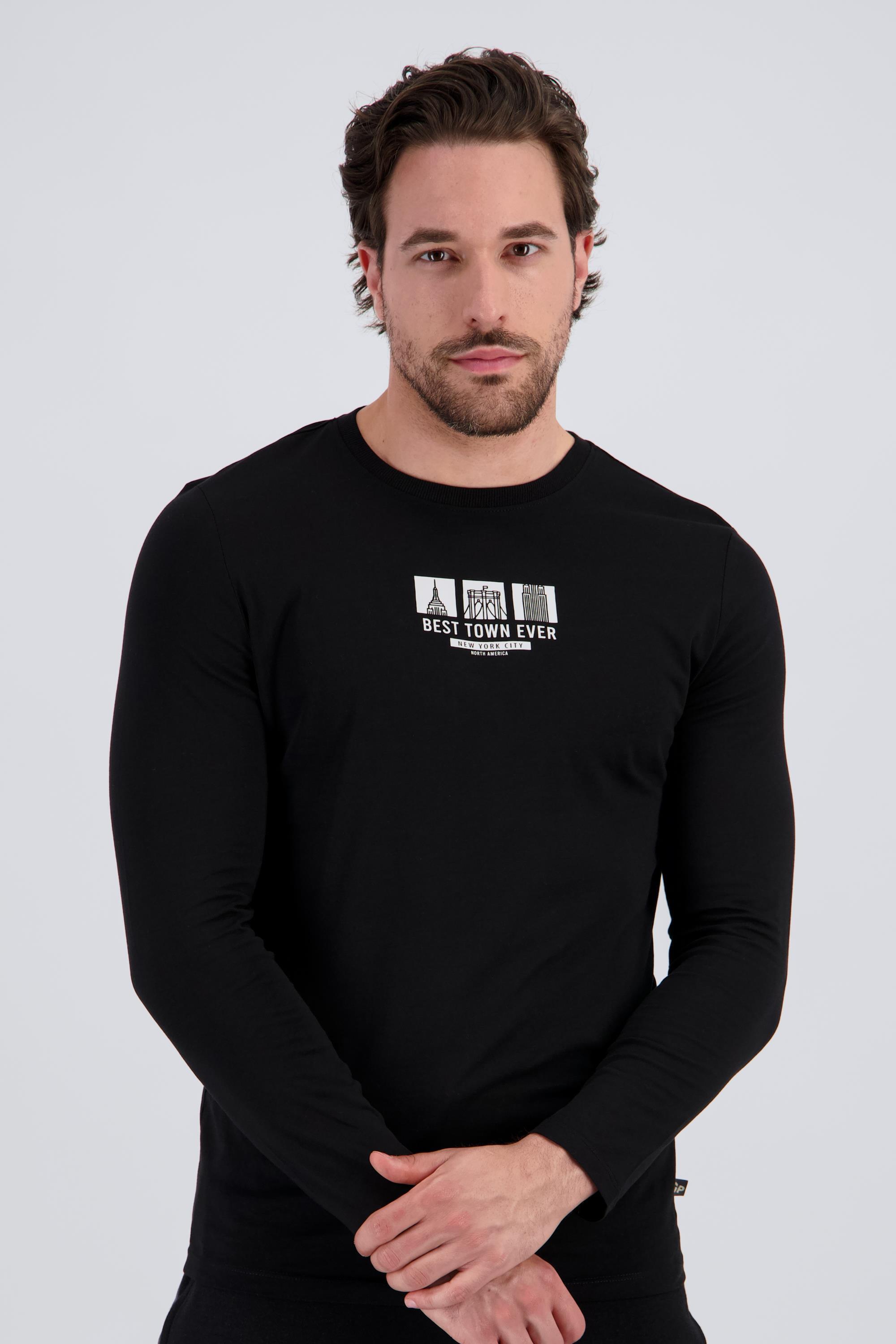 Stamps - Negro - Camiseta Manga Larga Hombre talla