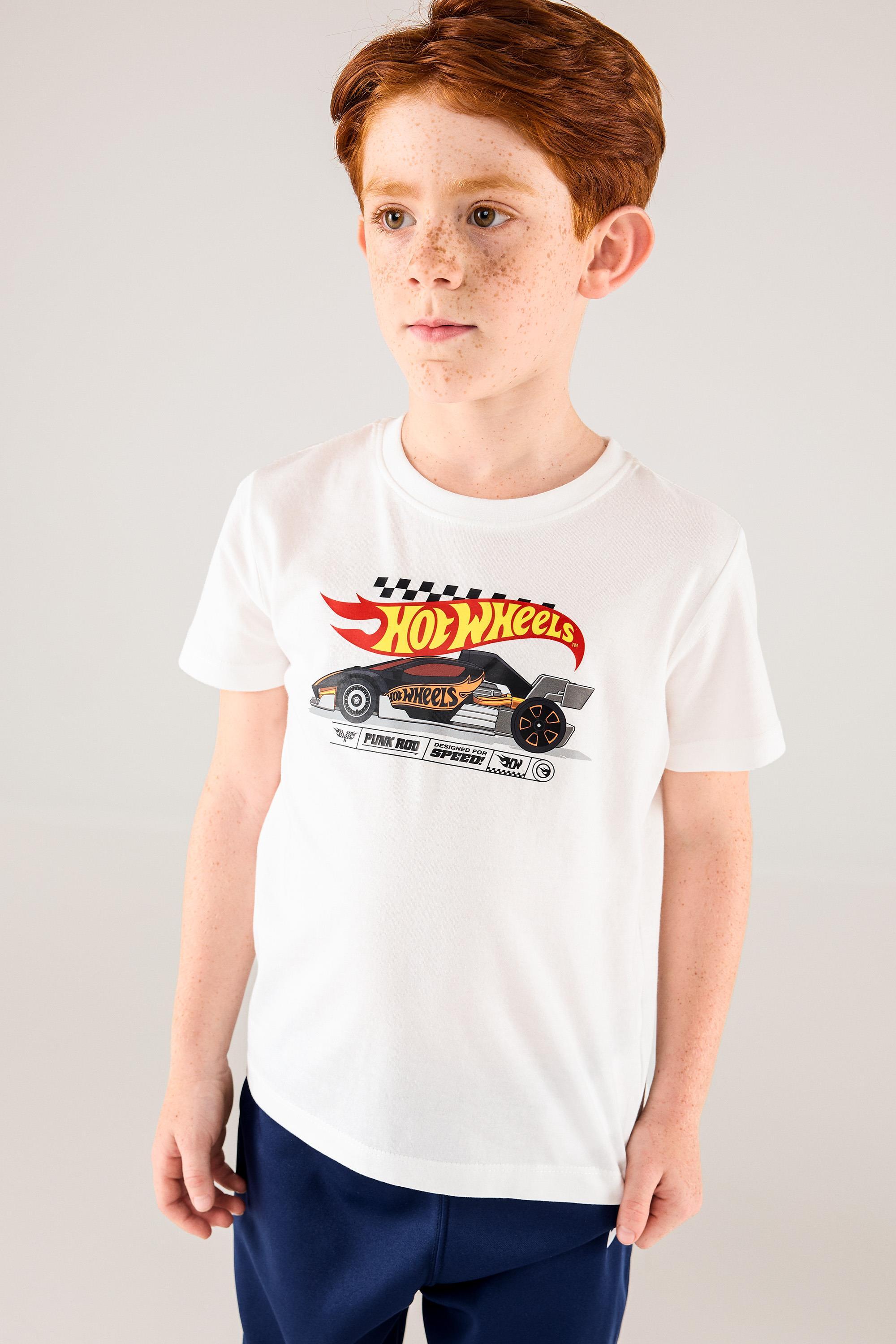 Camiseta Hot Wheels - Blanco - Camiseta Algodón Niño talla 4