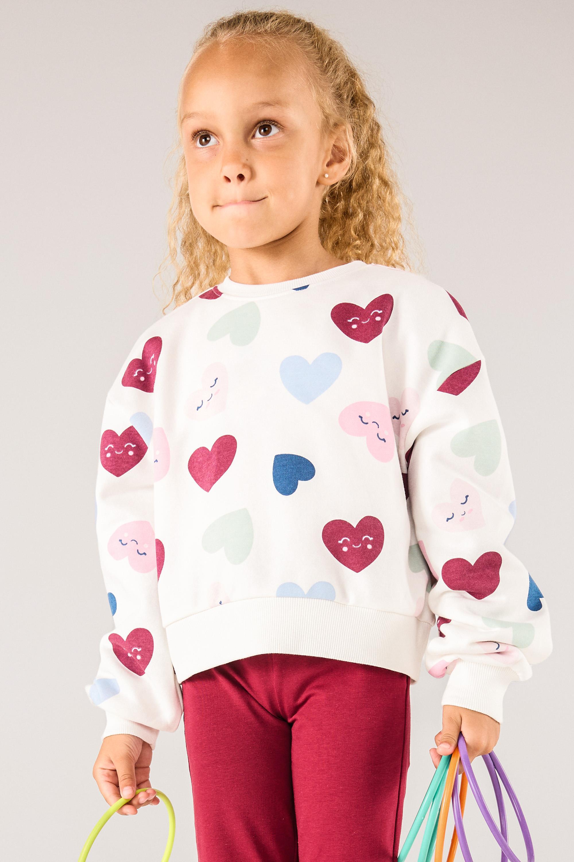 Sudadera Up Corazones - Blanco - Sudadera Felpa Niña talla 8