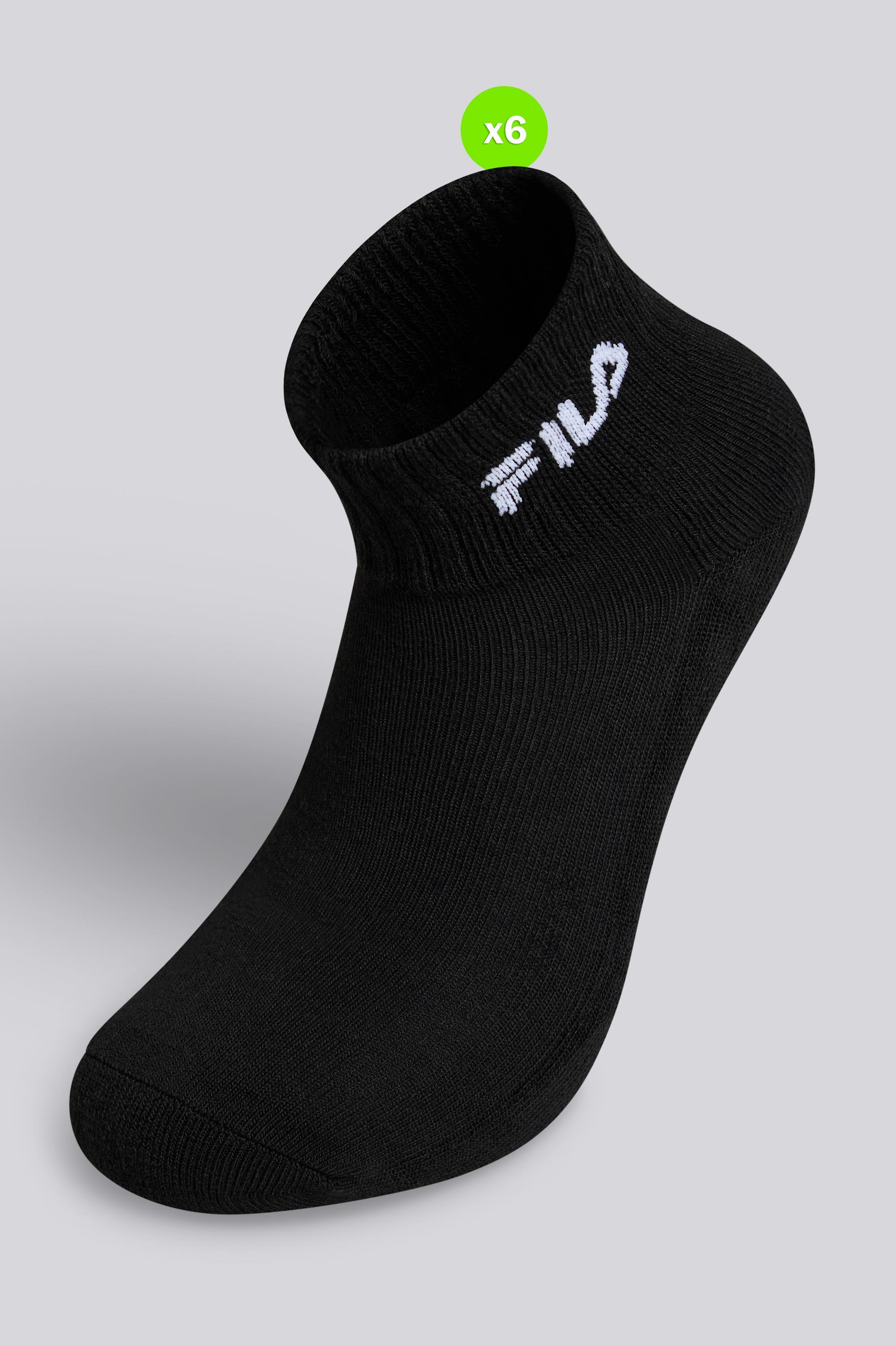 Calcetines Cortos Deporte Fila Pack 6 Hombre Negros talla T.U.