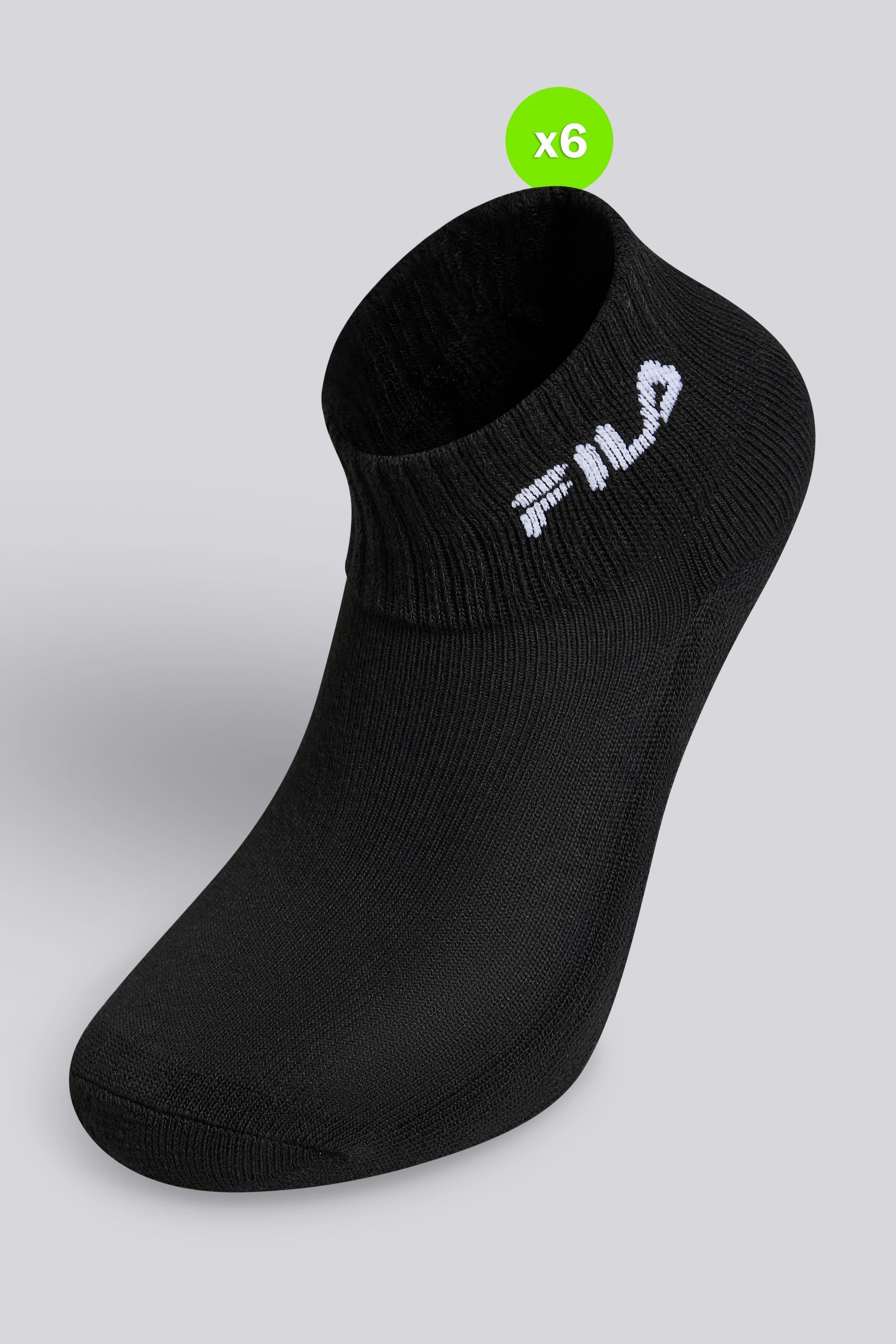 Calcetines Cortos Deporte Fila Pack 6 Niños Negros talla T.U.