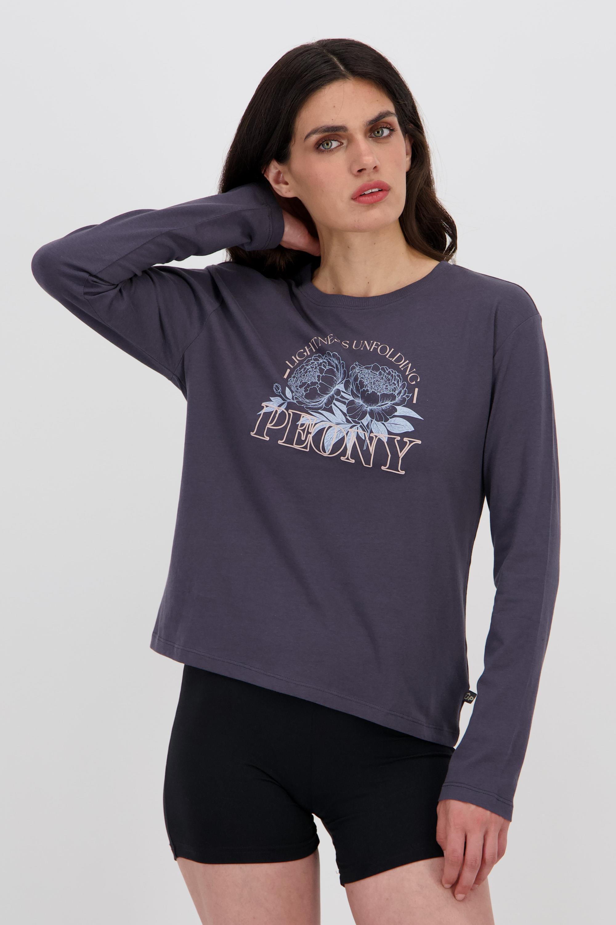 Up Peony - Gris - Camiseta Manga Larga Mujer talla 2XL