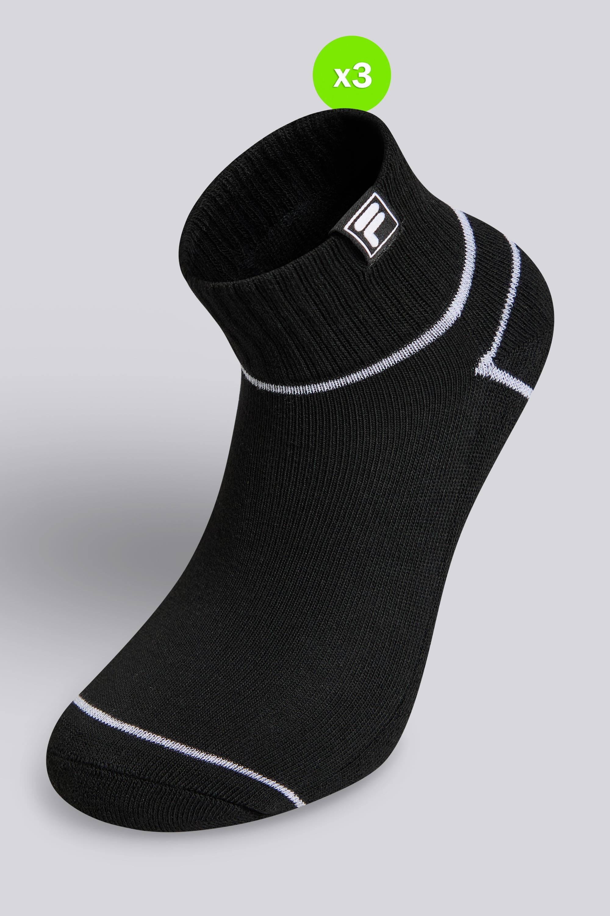 Calcetines Cortos Deporte Fila Pack 3 Hombre Negros talla T.U.