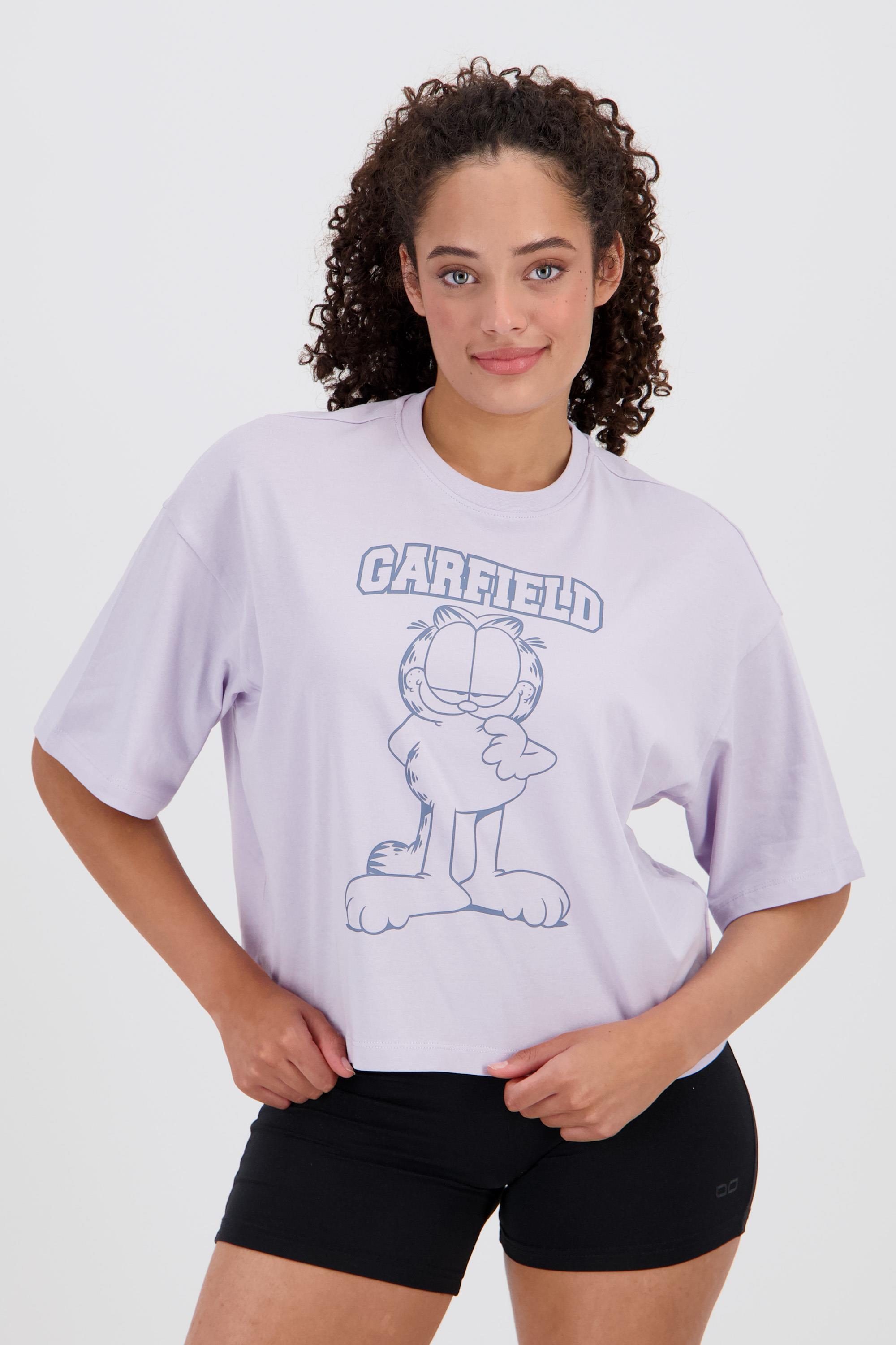 Camiseta Garfield - Morado - Algodón Mujer talla XL