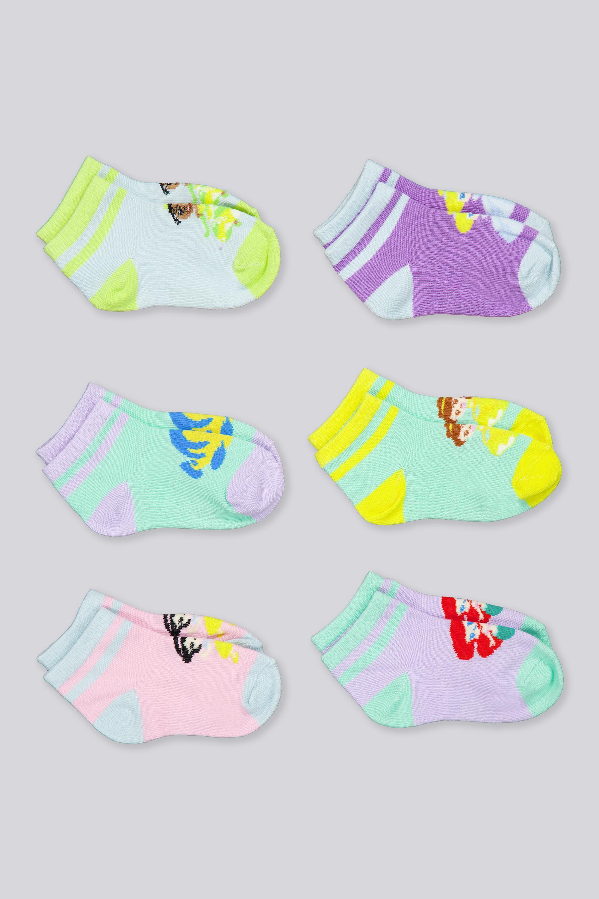 Calcetines Cortos Deporte Princesas Pack 6 Niños talla T.U.