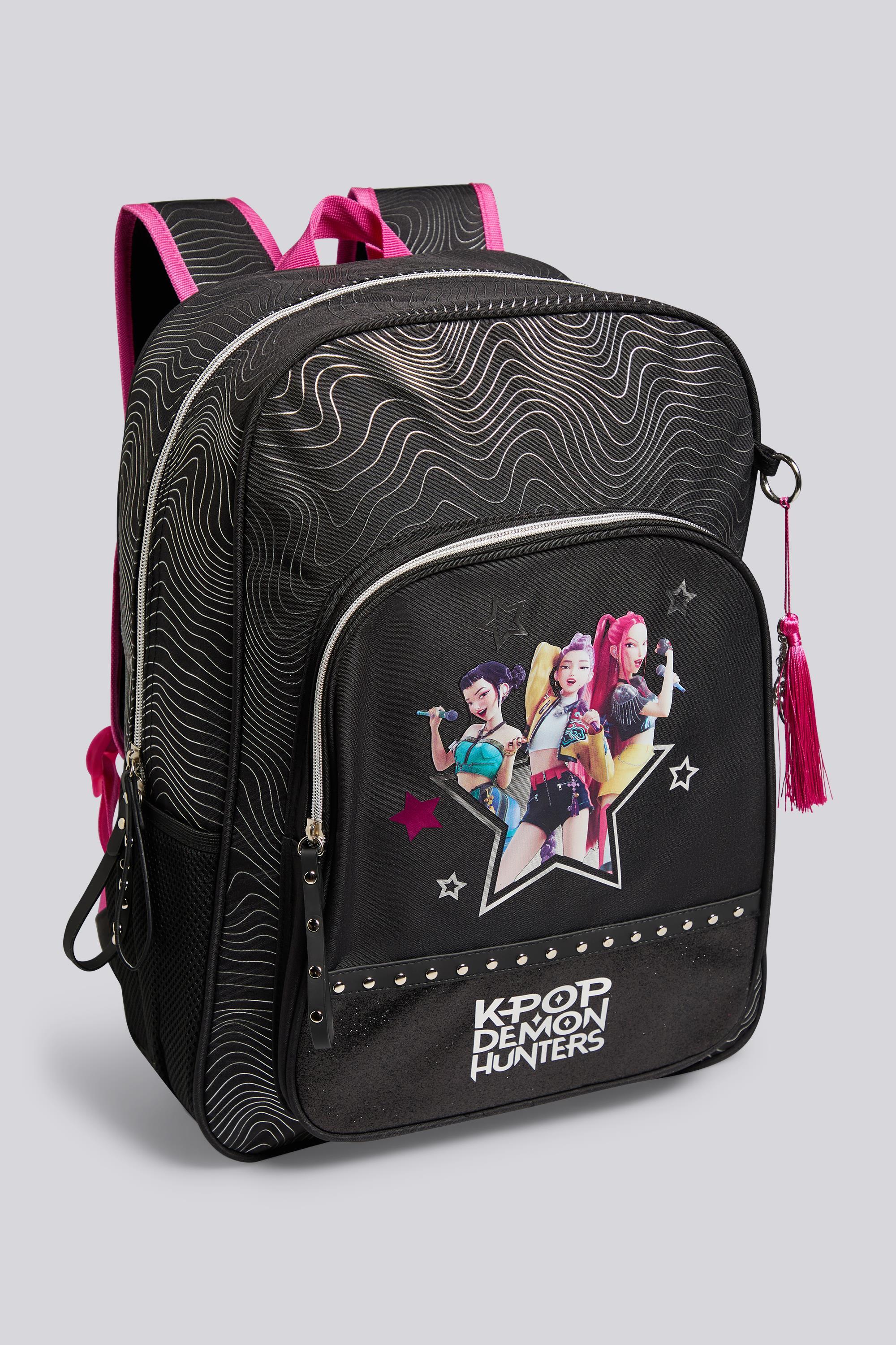 Mochila Escolar K Pop - Negro - Adaptable Carro talla T.U.