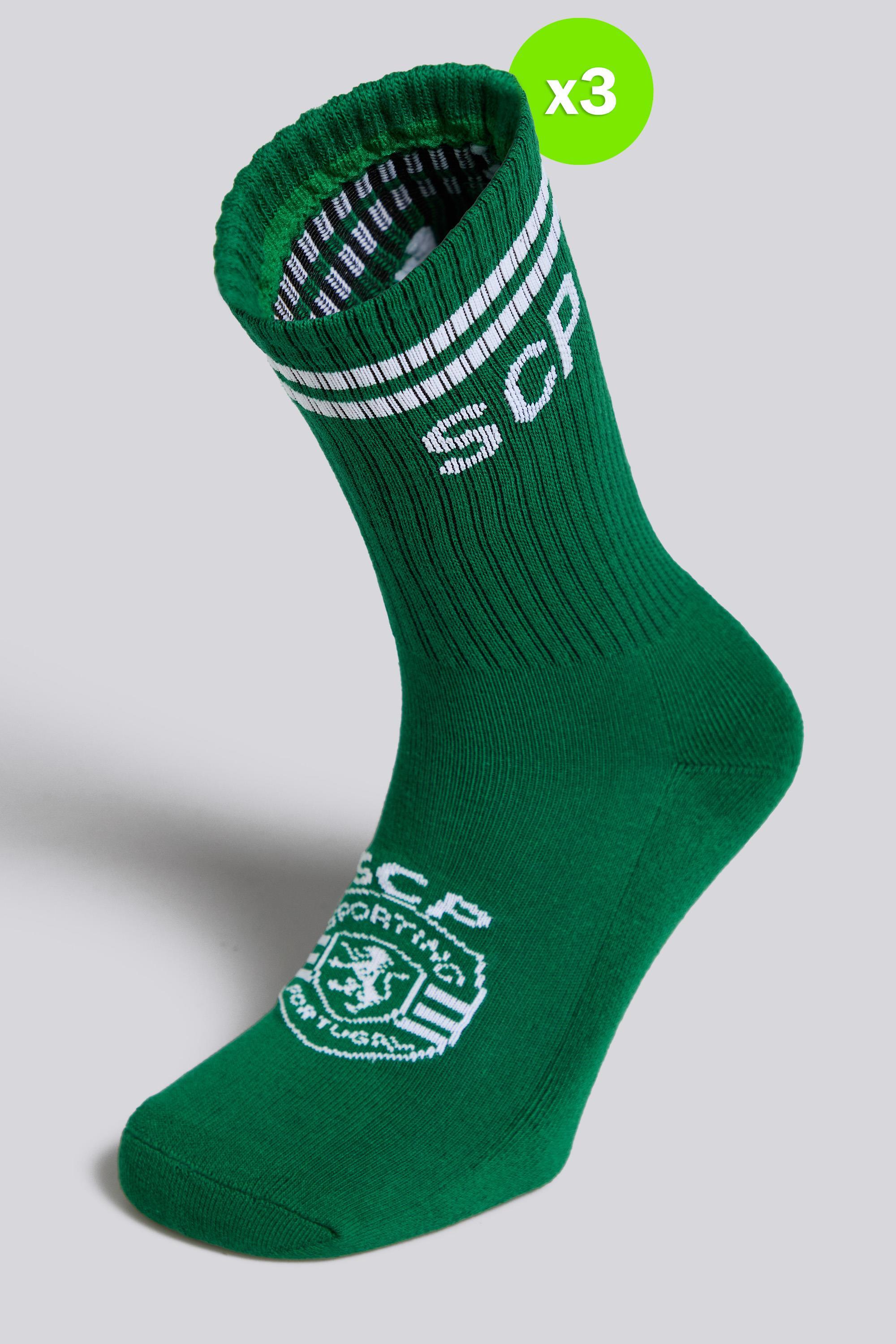 Calcetines Largos Deporte Sporting CP Pack 3 Verdes talla M