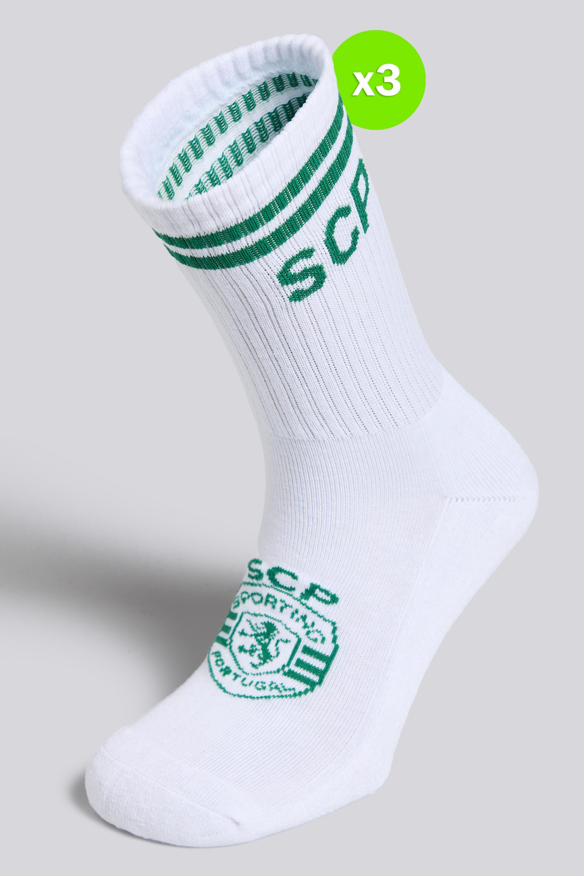 Calcetines Largos Deporte Sporting CP Pack 3 Blancos talla M