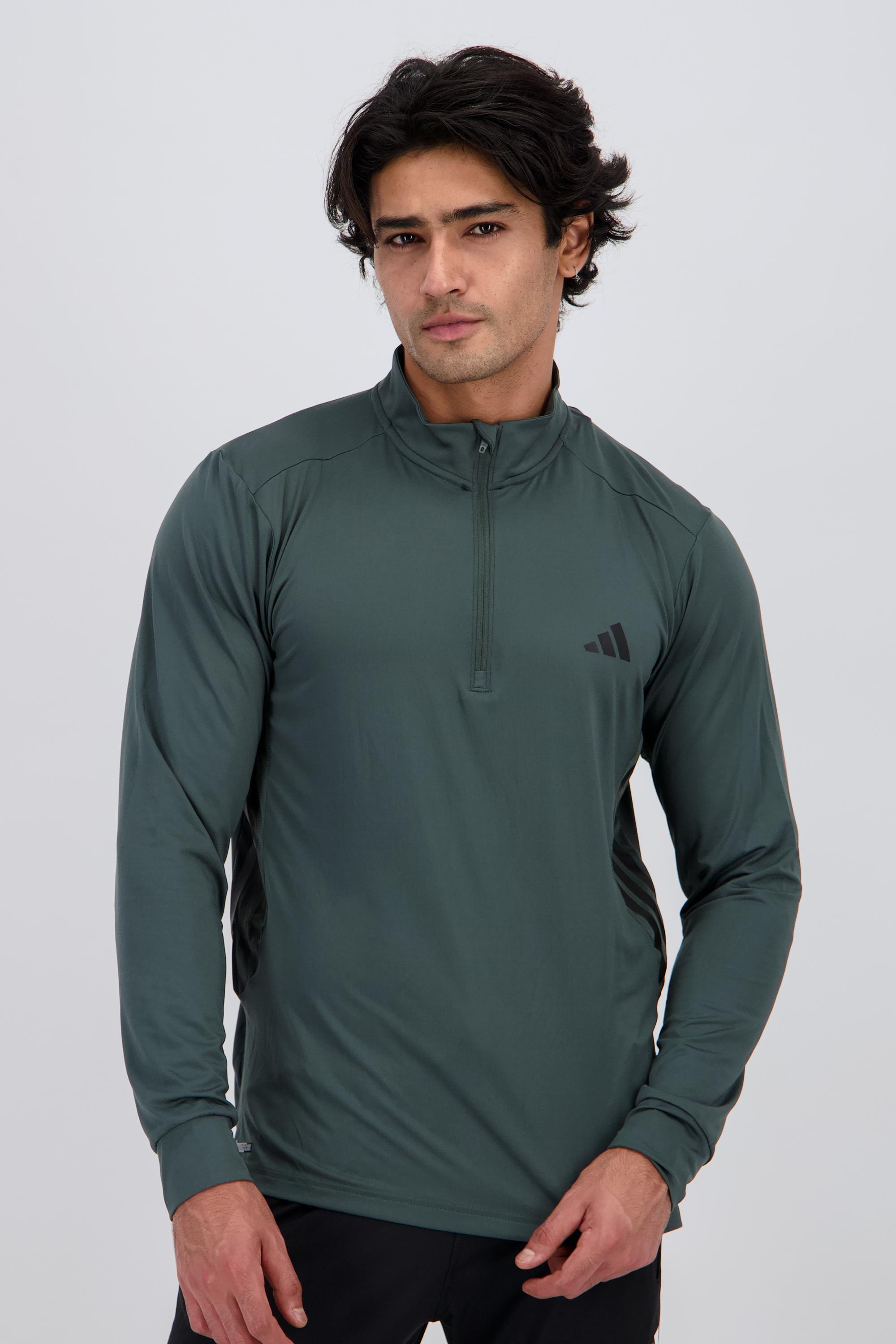 Adidas Hombre Verde Oscuro Essentials 1/4 Zip Sudadera S - Imagen 3