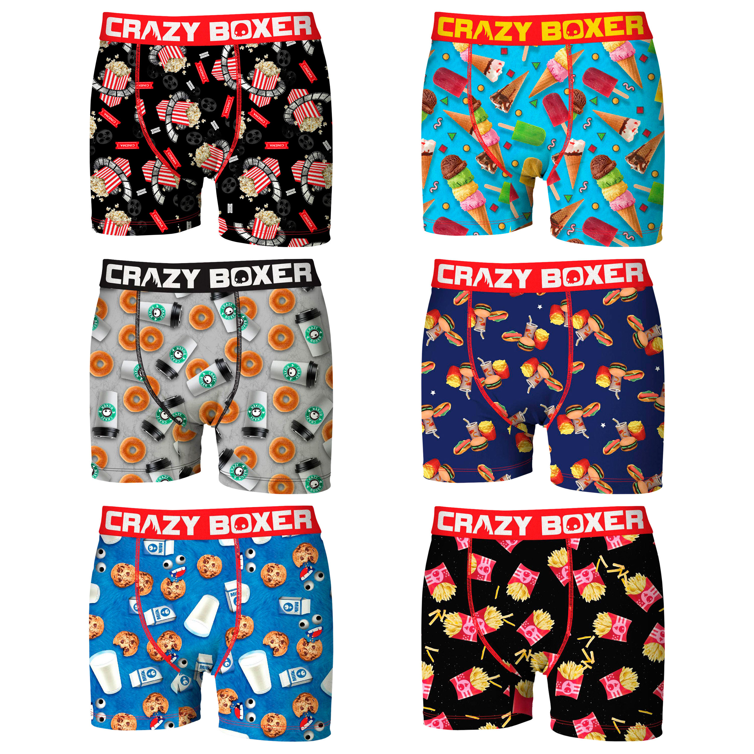 Crazy-12 u-impresso boxer, roupa interior dos homens com vários