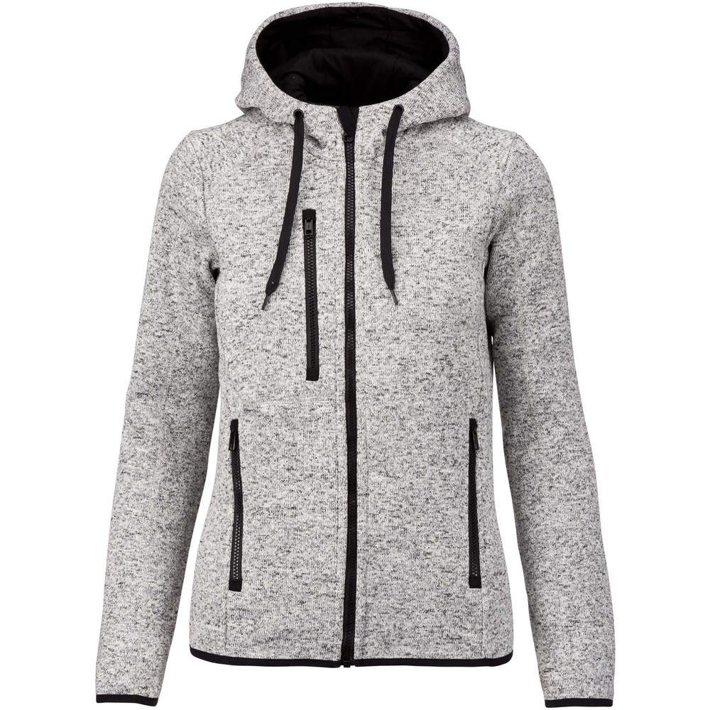 Sudadera Mujer Gris Jaspeada Capucha