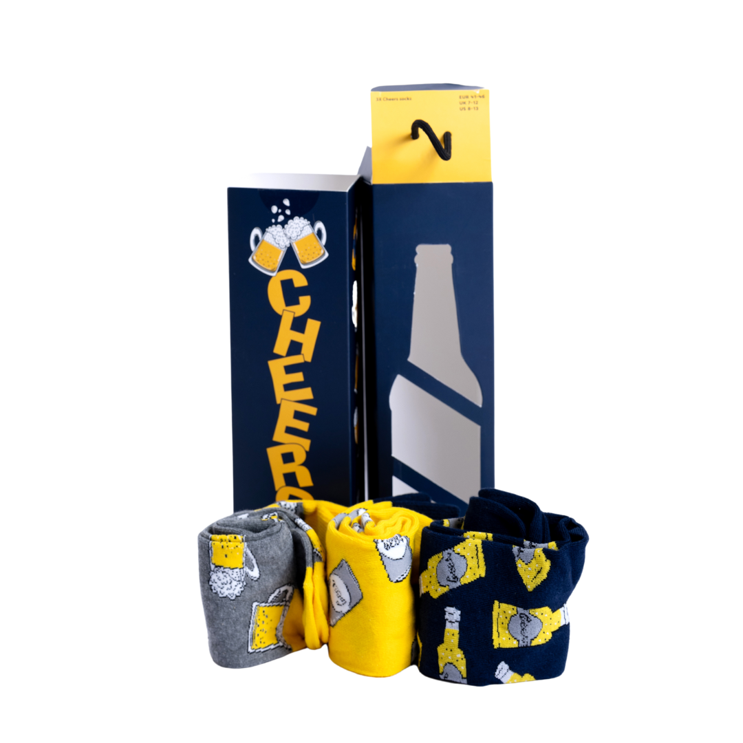 Meias Giftbox Beer Lovers - amarillo-negro - Pack 3 Pares