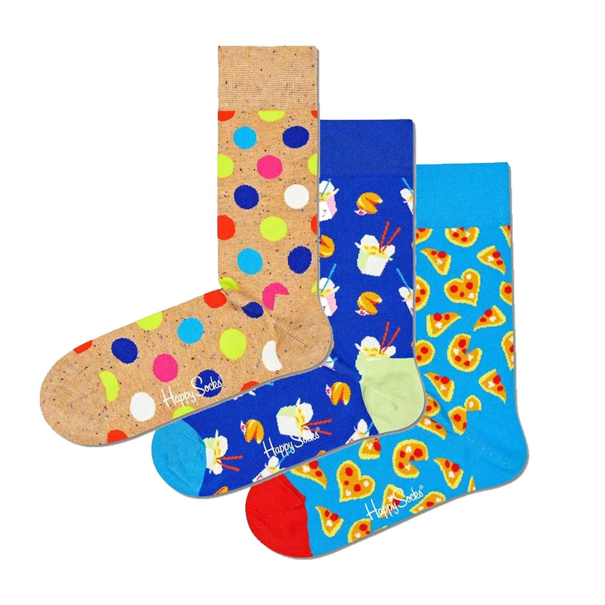 Pack 3 Pares De Meias Happy Socks Pizza Love Gift Set - multicolor - 